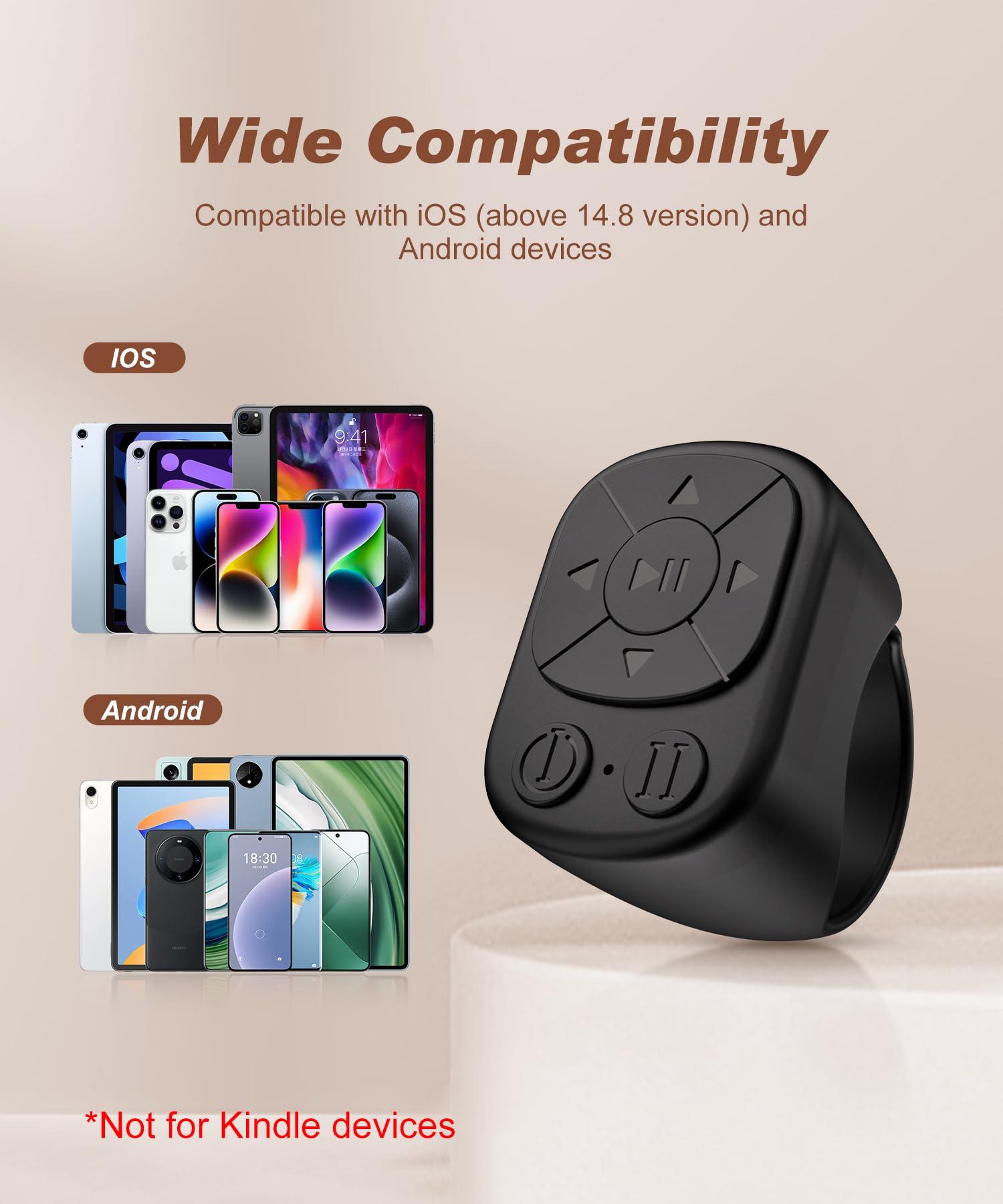 YIBAOCOM TikTok Scrolling Ring - Remote Control for TikTok & Rednote, Bluetooth Page Turner for iPhone iPad, Camera Shutter Short Video and Music Remote Controller, iOS Android Phone Compatible - Image 6