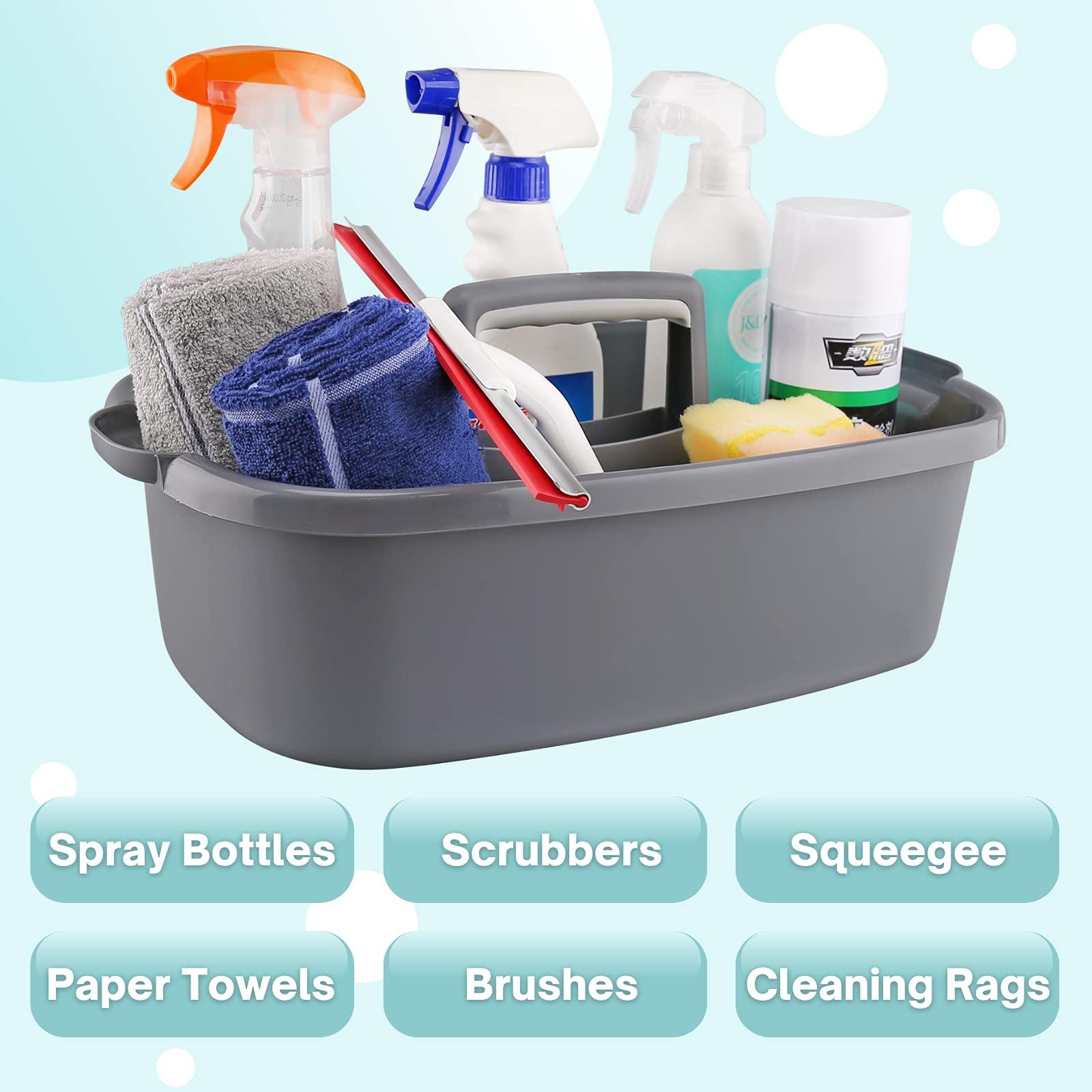 KeFanta Cleaning Supplies Caddy, Household Tools Organizer with Handle, Large Plastic Bucket, Portable Shower Basket Tote, Gray - Image 5