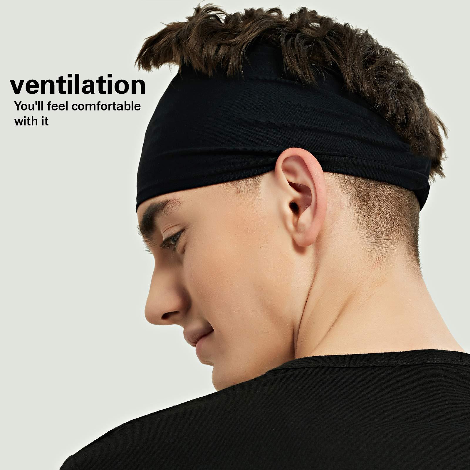 Pilamor Sports Headbands for Men (5 Pack),Moisture Wicking Workout Headband, Sweatband Headbands for Running,Cycling,Football,Yoga,Hairband for Women and Men - Image 4