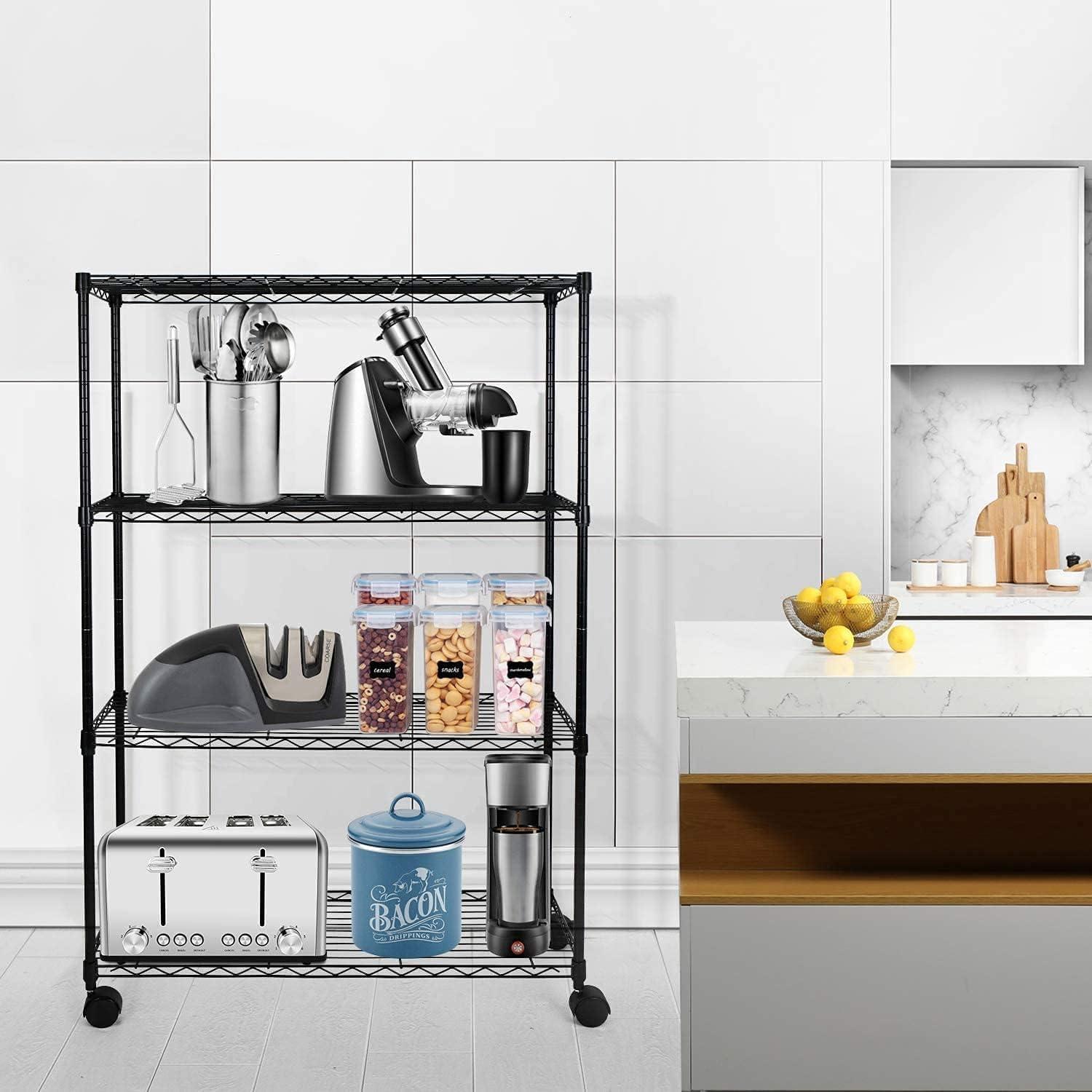 Simple Deluxe Heavy Duty 4-Shelf Storage Shelving Unit, 36" D x 14" W x 55.91" H Steel Organizer Wire Rack 1000Lb Capacity, Black - Image 2
