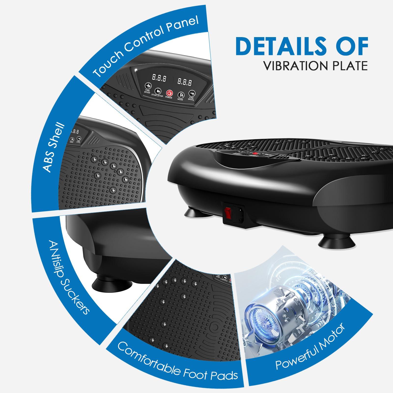 Natini Vibration Plate Exercise Machine - Whole Body Workout Vibration Platform Lymphatic Drainage Machine for Weight Loss Home Fitness with Resistance Bands Remote - Image 3