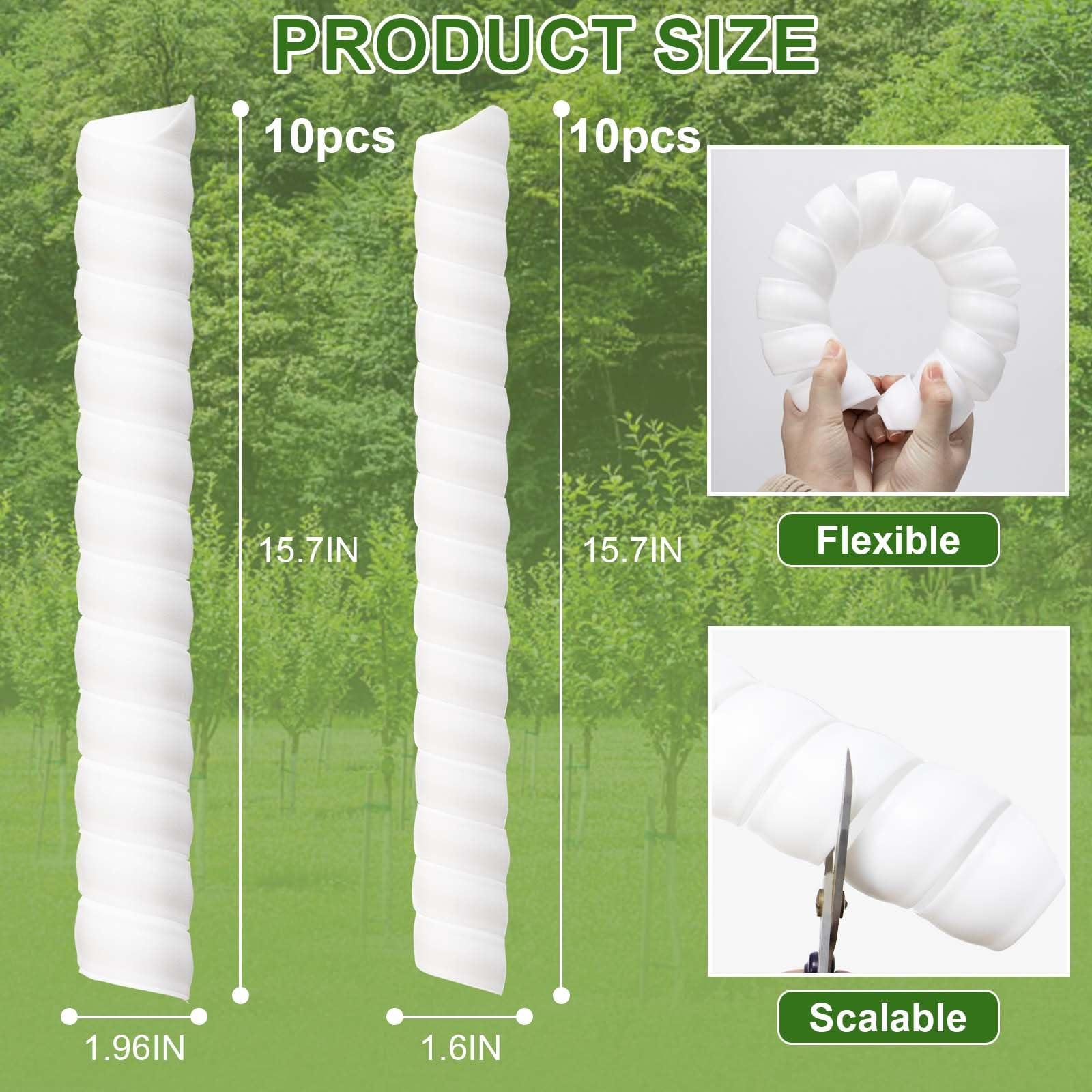 Aukney 20 Pcs Tree Trunk Protector-2 Size Plastic Spiral Tree Guard Tree Trunk Protector Wrap Tree Bark Protector Tube Tree Wraps to Protect Bark Tree Saplings from Rodents Rabbit Mowers (White) - Image 2