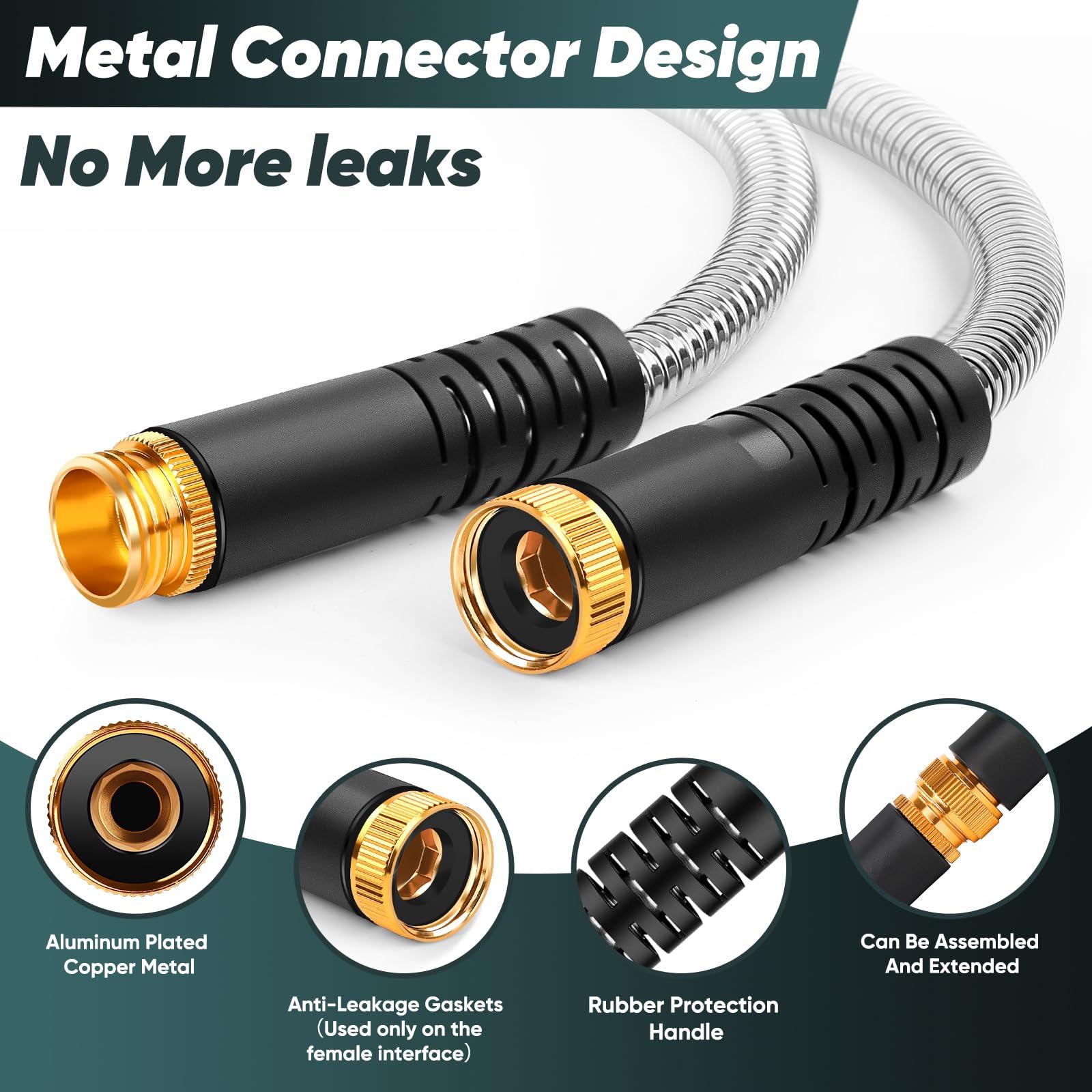 Amayrose Garden Hose 75 FT with 10-Function Nozzle, Leak-proof Metal Connector Hose, No Knots, Kink-Free, Lighter, Anti-Pets, Wear-Resistant, 3/4 GHT, Water Hose for Garden, Yard, Outdoor - Image 4