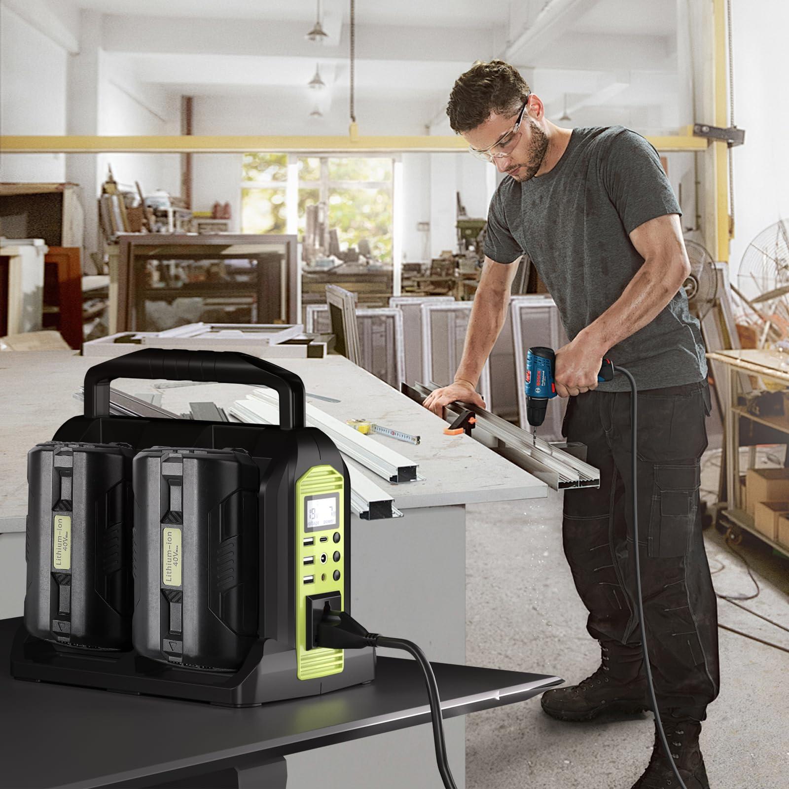 350W Power Inverter for Ryobi 40V Li-ion Battery, OP401 4-Port 40V to 120V Pure Sine Wave Inverter with LED Light, 3 USB-A Port, 1 USB-C Port, 1 DC Port, Power Station for Camping Emergency(Tool Only) - Image 3