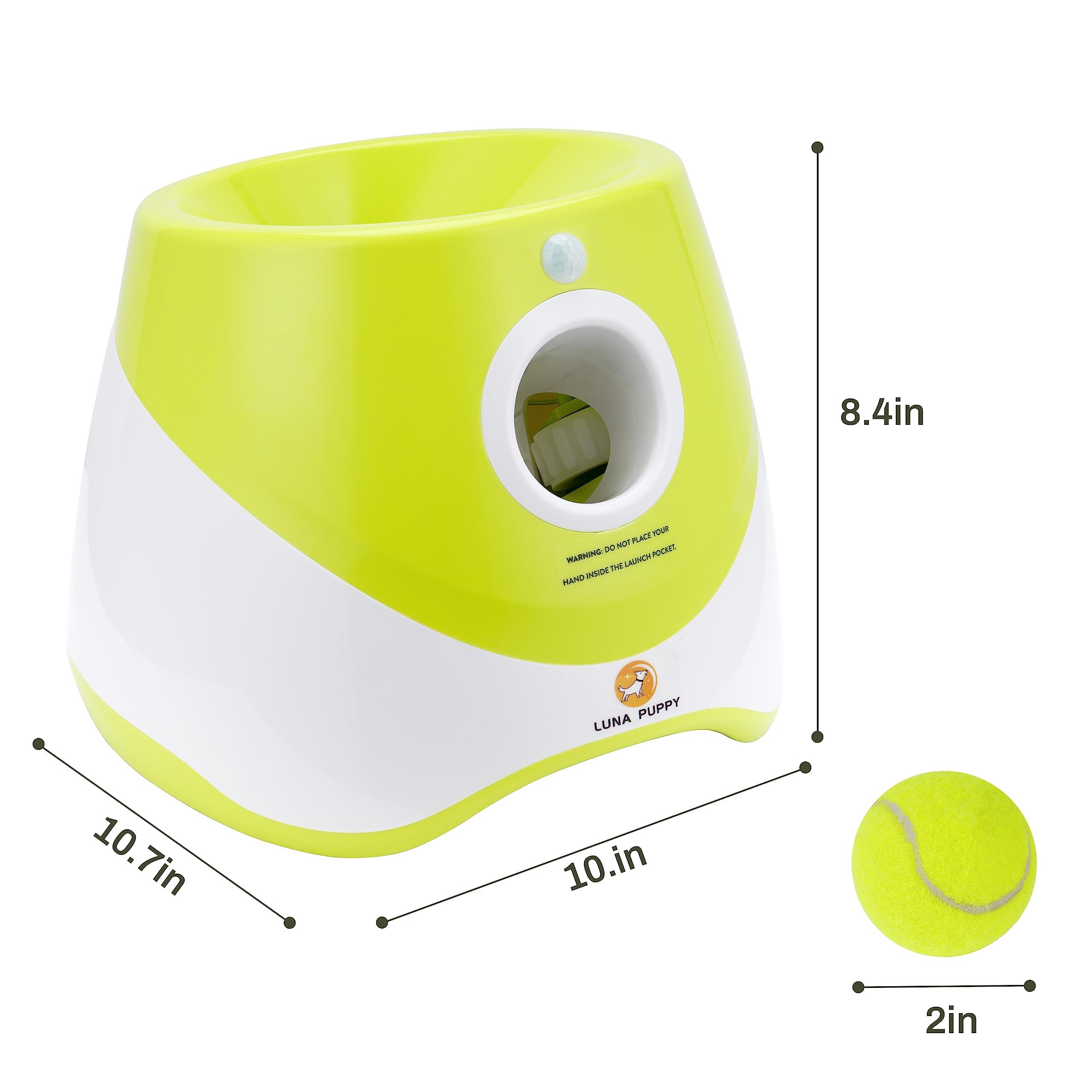 Elevon Automatic Dog Ball Launcher, Indoor/Outdoor Interactive Dog Toy with Three Ranges, Includes 6 Mini Tennis Balls and a Data Line, Suitable for Small and Medium-Sized Dogs, Green - Image 3