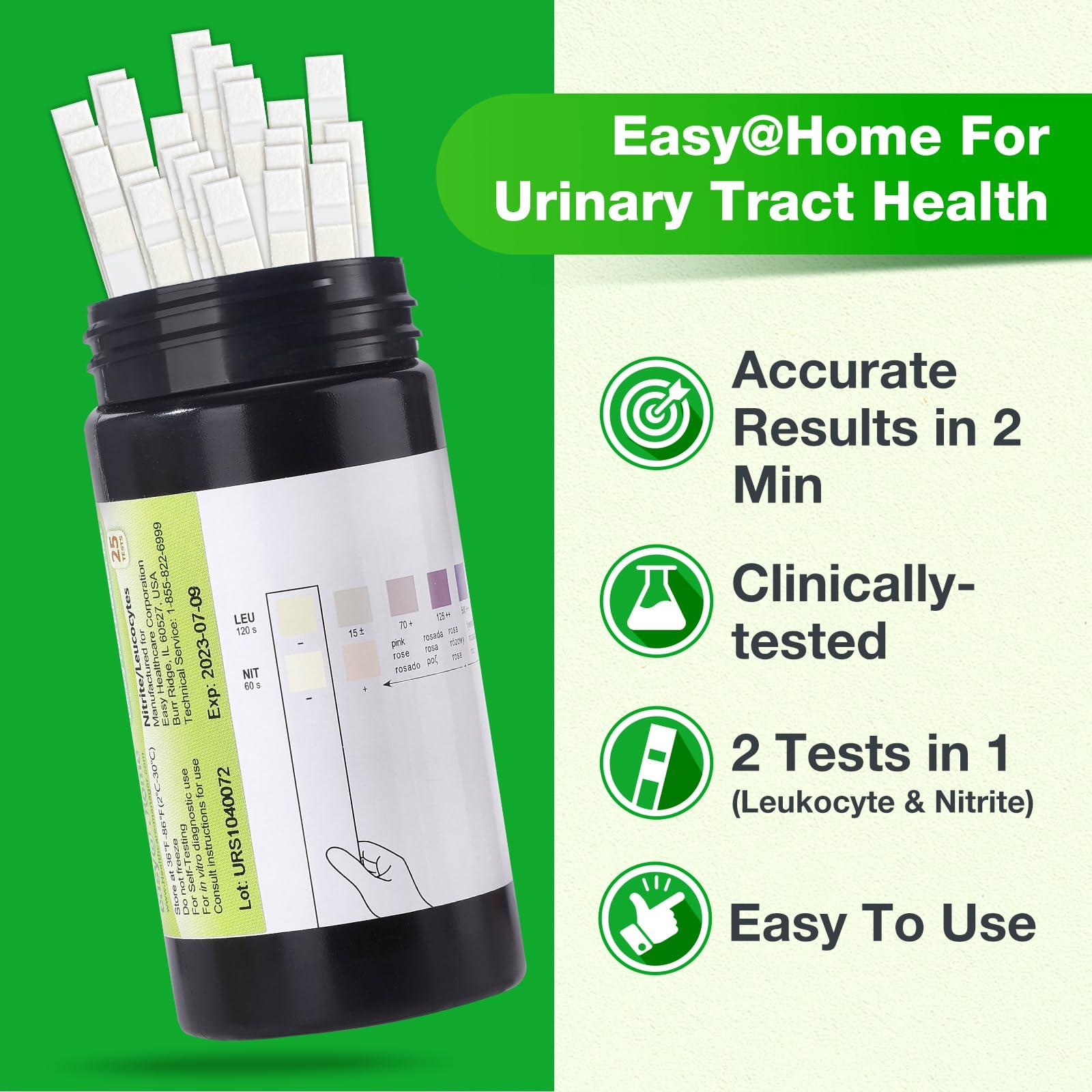 Easy@Home 50ct UTI Test Kit Bladder Infection Test Strips, FSA or HSA Eligible, at Home UTI Urinalysis Test Strips for Women Urinary Tract Health, Highly Accurate UTI Testing (UTI-50Pcs) - Image 3