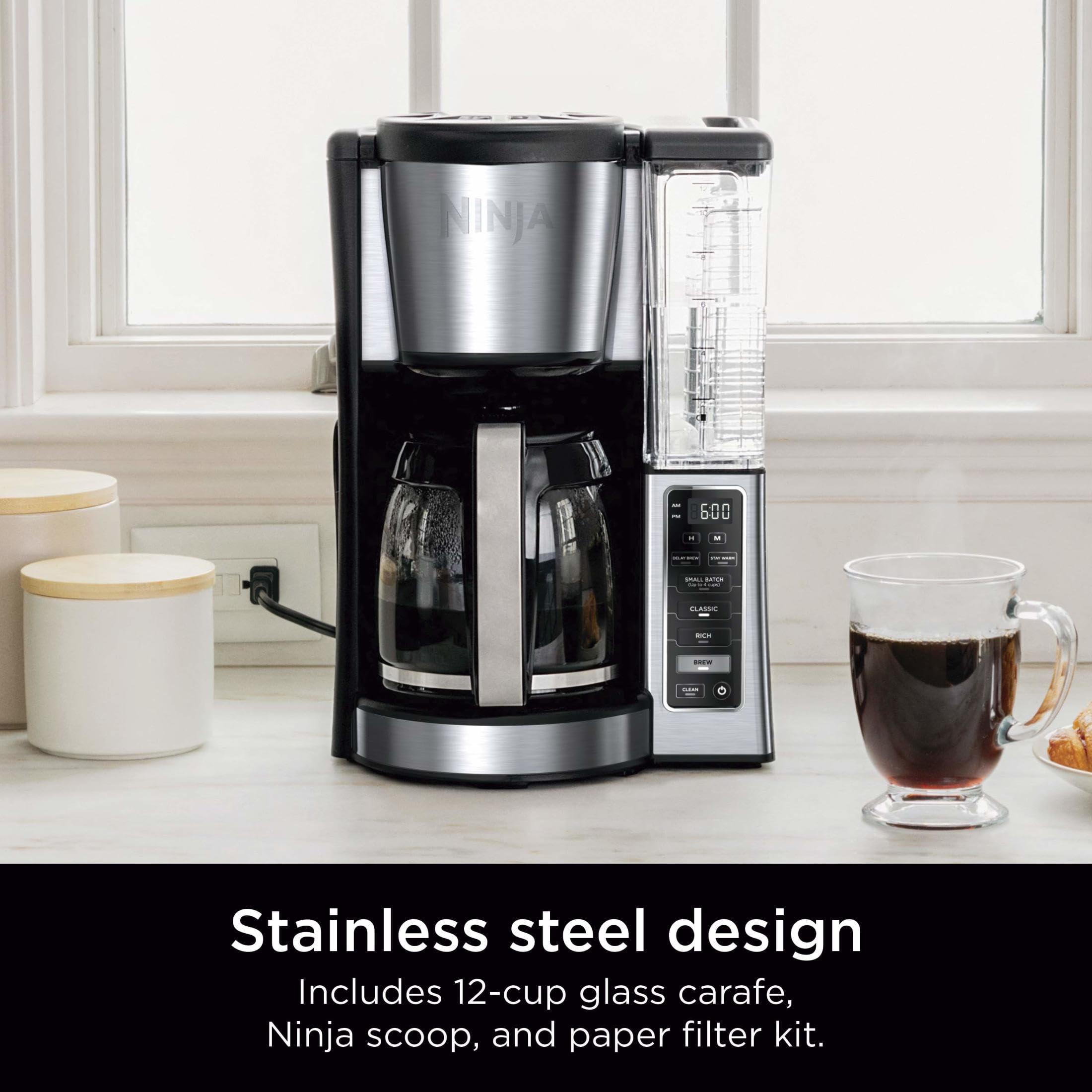 Ninja 12 Cup Programmable Coffee Maker with Classic and Rich Brews, 60 oz. Water Reservoir, Thermal Flavor Extraction, and Permanent Filter, Black/Stainless Steel (CE251) - Image 4