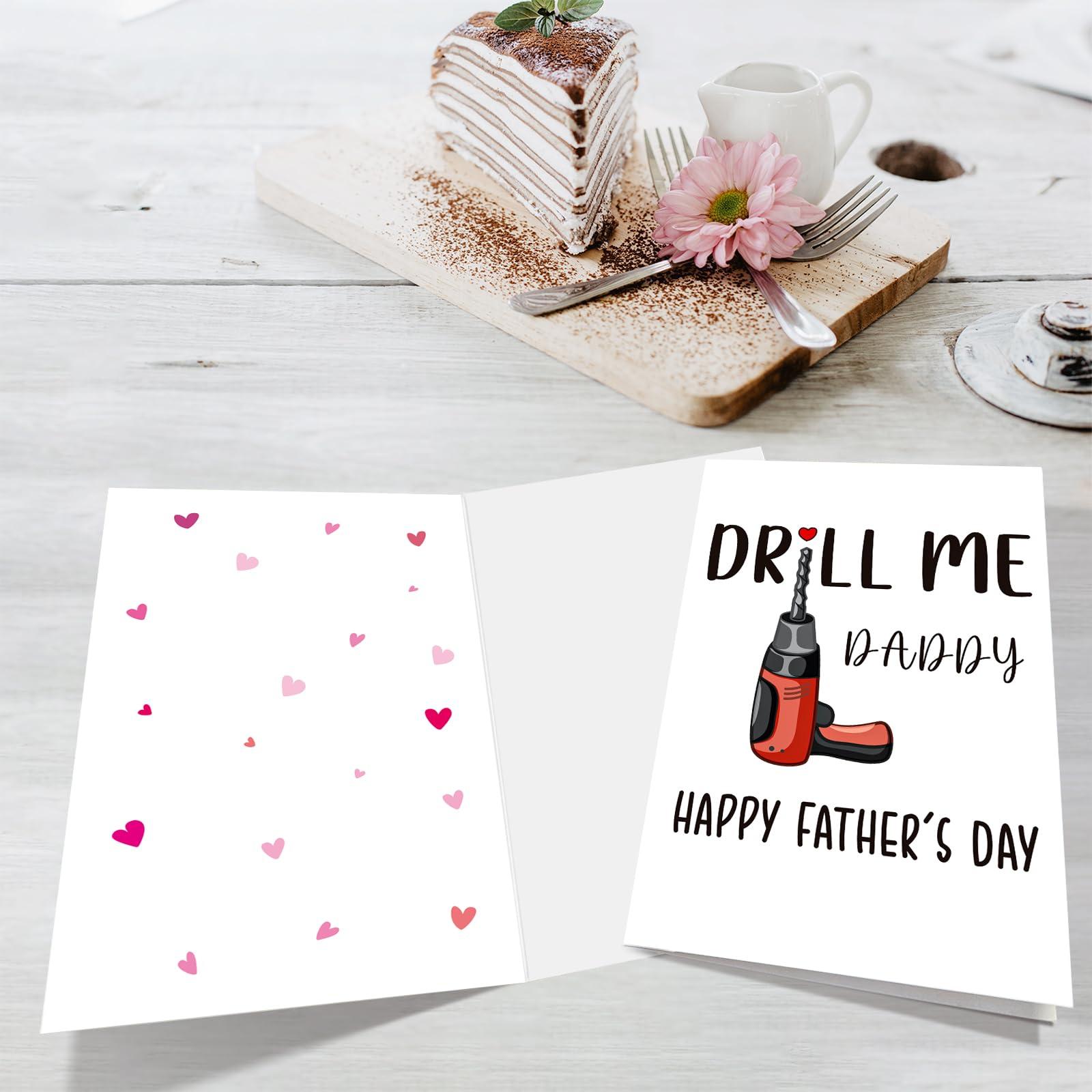 JUESMOS Funny Fathers Day Card for Husband Boyfriend Him Drill Me Daddy Sexy Naughty Fathers Day Card for Husband Boyfriend Fiance from Spouse Wife - DILF Daddy - Naughty Kinky Handy Man Gift - Image 2