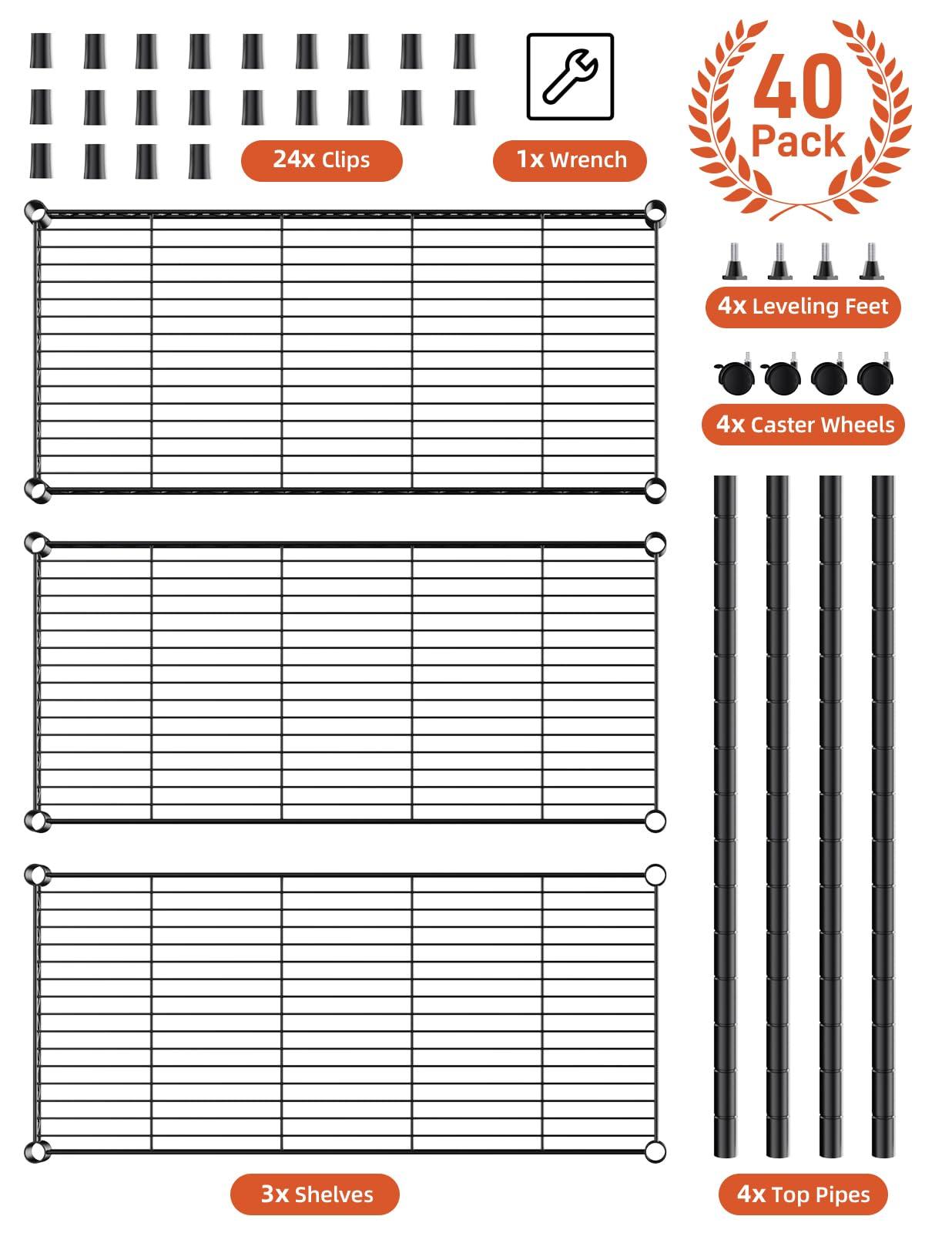 Simple Deluxe 3-Tier Storage Shelves, 750 Lbs Loading Capacity, 24.02" W x 13.78" D x 29.92" H Shelving Unit for Pantry, Garage and Kitchen, Black - Image 8