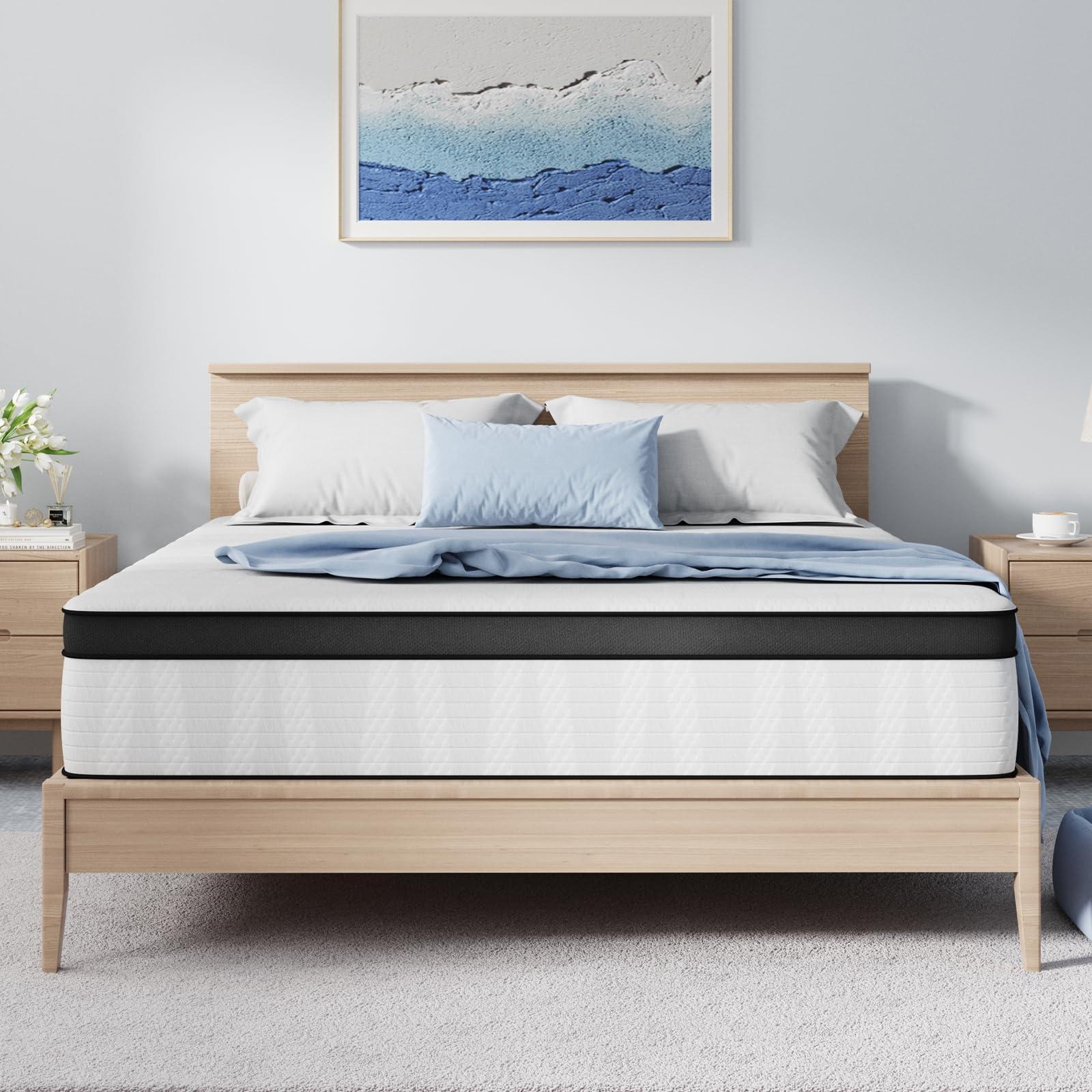 Avenco Queen Mattress, 12 Inch Medium Firm Queen Size Mattress in a Box, Hybrid Mattresses with Smarts™ Coil Pocket Springs for Motion Isolation, Strong Edge Support, CertiPUR-US Certified