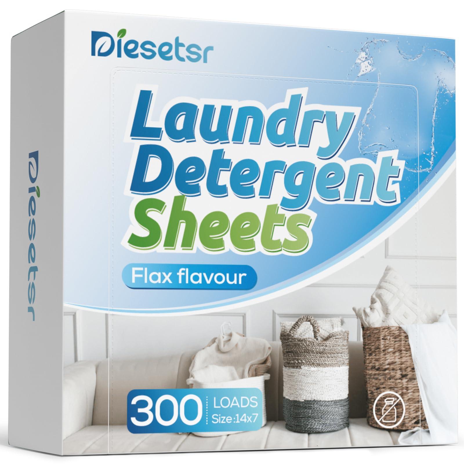 Diesetsr Laundry Detergent Sheets 150 Counts Travel Laundry Sheet ECO-friendly, 300 Small Loads Plastic-Free Clothes Washing Soap-Fresh Linen