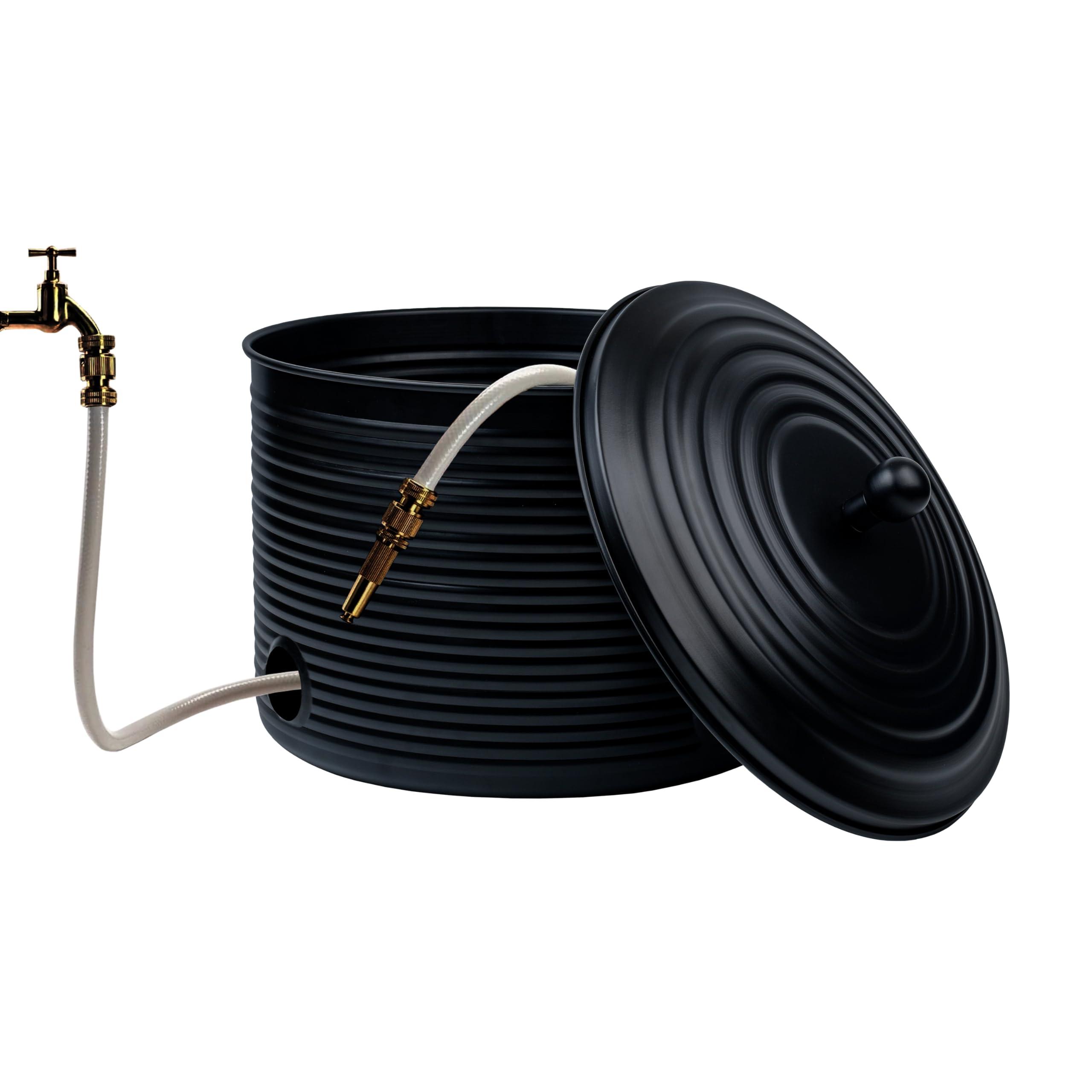 Garden Hose Holder Storage Pot with Lid Antique Ribbed | Water Hose Container Pot Outdoor or Indoor Use | Expandable Water Hose Hider Metal | Holds 125 ft Hose - Image 7