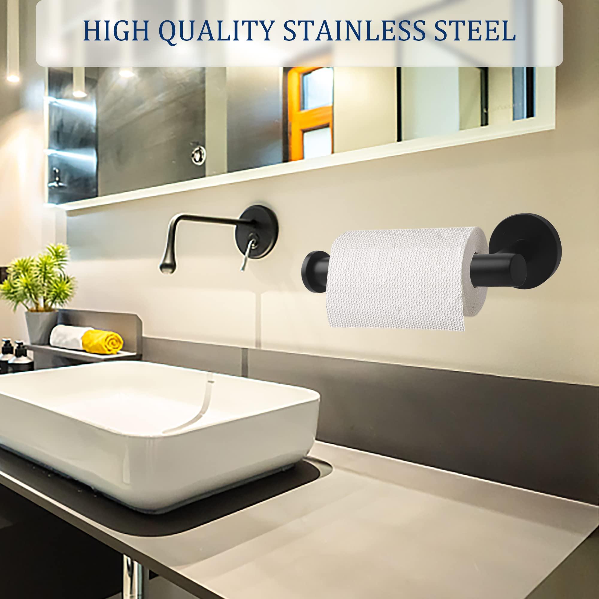 LCEZAN Matte Black Bathroom Hardware Set, Premium Stainless Steel 3-Piece Include 5 Inch Toilet Paper Holders and 2 Towel Robe Holder Hook for Bathroom, Kitchen, Washroom Wall Mount - Image 4