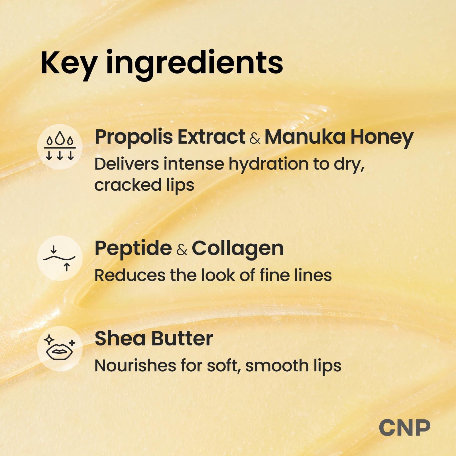 CNP Honey Lip Butter - Propolis Lipcerin™ 01 Original, Hydrating Overnight Manuka Lip Balm & Mask, 12hrs Long-lasting Moisture, Gifts for Women, Korean Skin Care, 0.5 fl.oz. - Image 5
