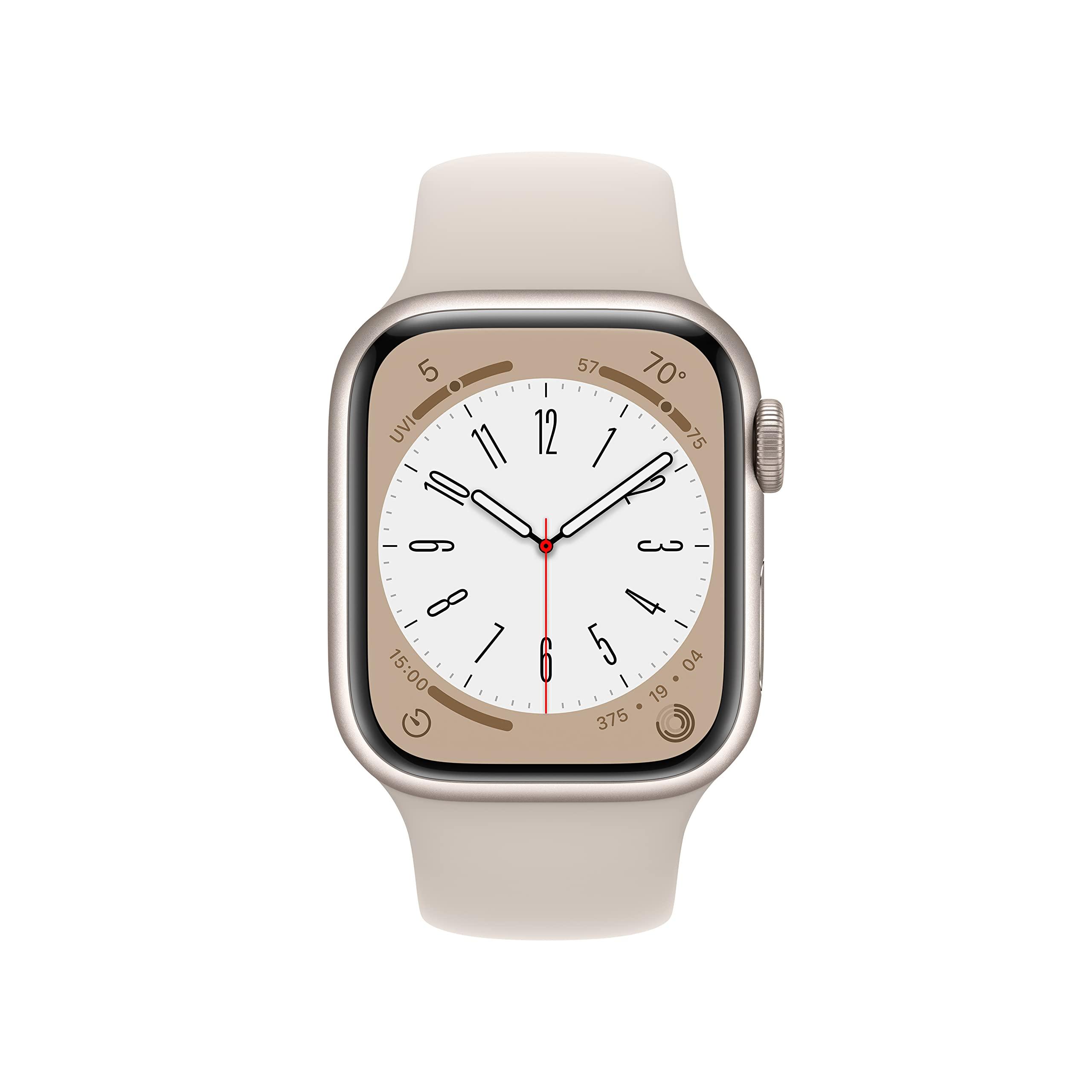 Apple Watch Series 8 (GPS, 41MM) - Starlight Aluminum Case with Starlight Sport Band M/L (Renewed Premium) - Image 2