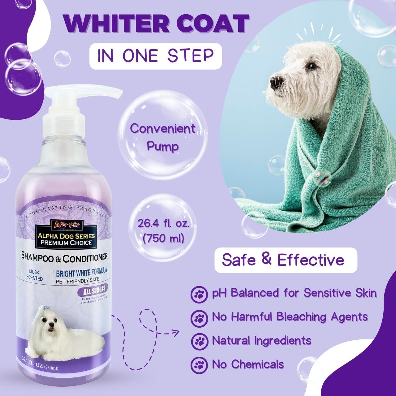 Alpha Dog Series Bright White Grooming Natural Dog Shampoo and Conditioner with Aloe Vera, pH balanced Shampoo for Dogs, Tear-Free, Moisturizing Dog Shampoo for Sensitive Skin - 26.4 Oz - Image 3