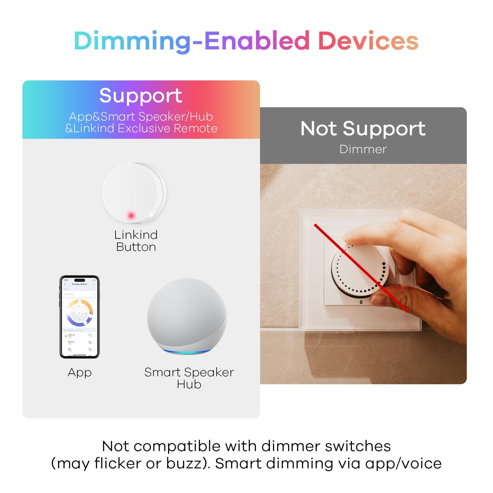 Linkind Matter Smart Light Bulb, WiFi Smart Bulbs, Work with Apple Home, Siri, Alexa, Google, SmartThings, RGTBW Color Changing Bulbs Mood Lighting, Music Sync, A19 E26 60W, 2.4Ghz WiFi 6 Pack - Image 8
