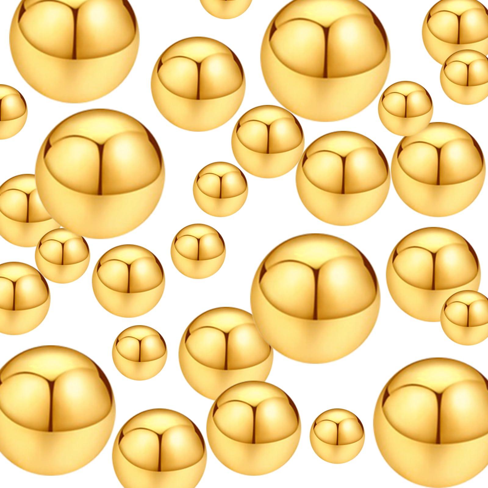 MACIOZE 300Pcs Pearl Vase Filler, BrightGold No Hole Faux Pearl Beads for Centerpieces Vases, Candle Centerpieces, Wedding Birthday Party Home Decor 8/10/14/20mm