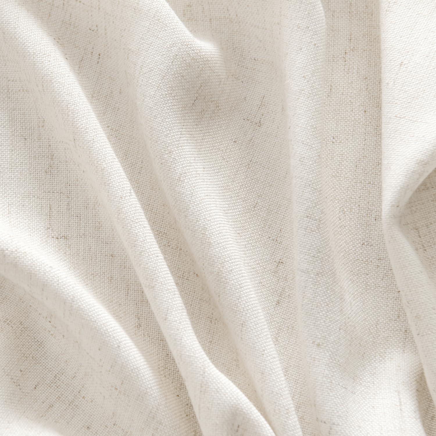 MIULEE Non-See-Through Privacy Linen Curtains 2 Panels, Light Filtering Window Curtains Farmhouse Textured Back Tab Semi Sheer Drapes for Bedroom Living Room, 52 x 90 Inches Long, Natural White - Image 7