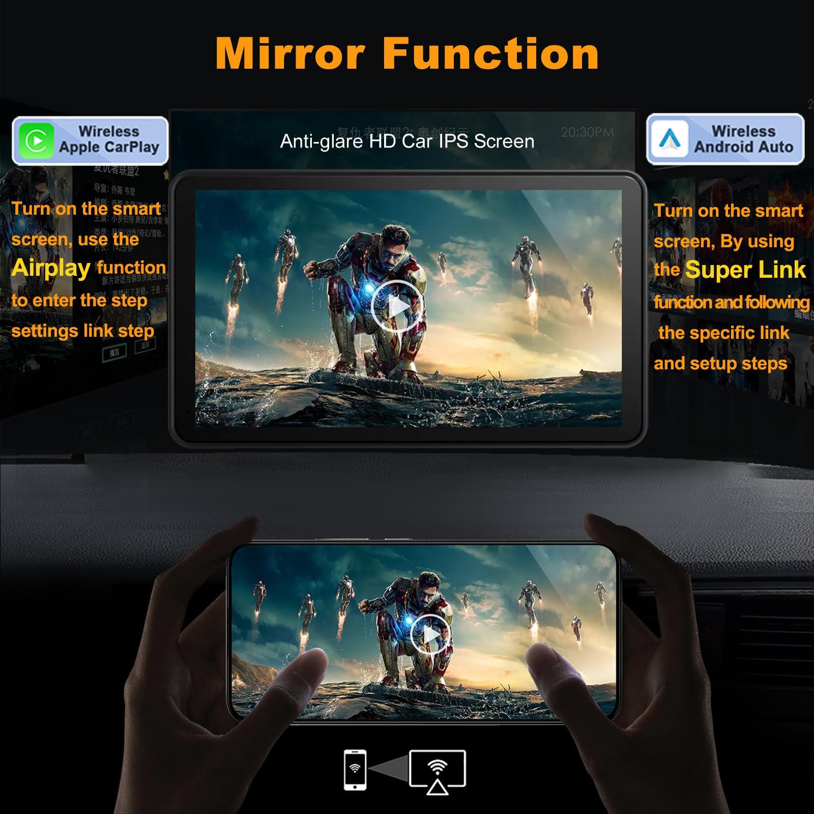 Portable Apple Carplay Screen for Car, Wireless Android Auto Stereo, Easy Install 7 Inch IPS Touch Screen Car Play Adapter, GPS Navigation, Airplay Audio Receivers Bluetooth, Mirror Link for All Cars - Image 4
