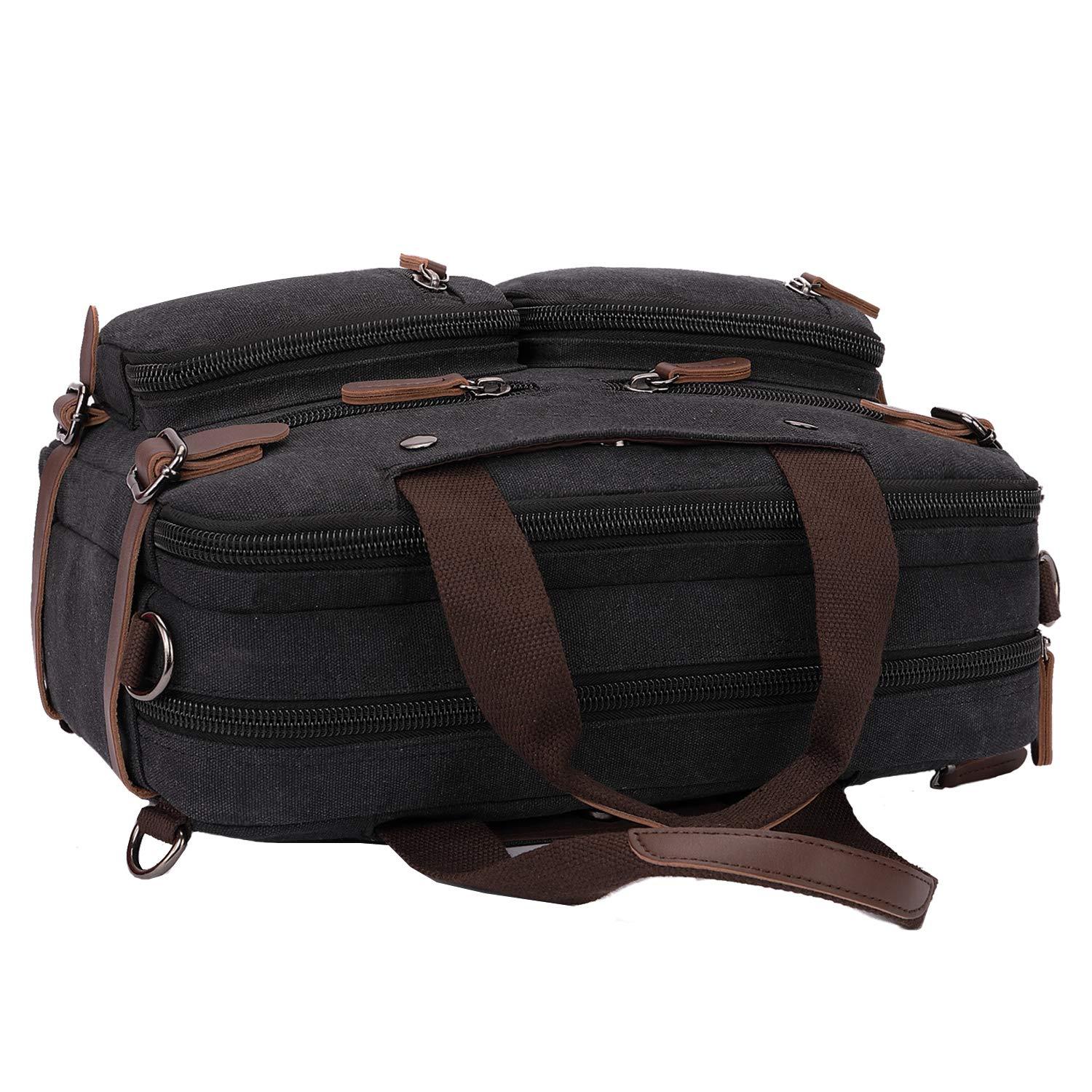 CROCOD 3 in 1 Convertible Laptop Backpack, 17.3 inch Messenger Bag for Men, Multi-Functional Travel Laptop Bag for College Men Women (17.3 Inch, Black) - Image 2
