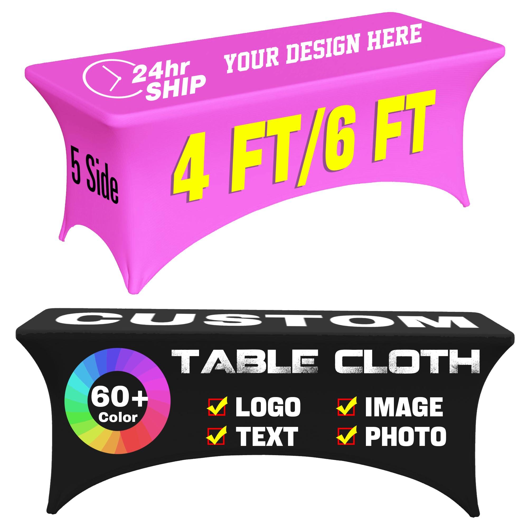 Custom Table Cloth with Business Logo 6 FT Custom Tablecloth with Text Image Customized for Business Tradeshow Events Birthday Party Wedding Decor Personalized Table Cloth