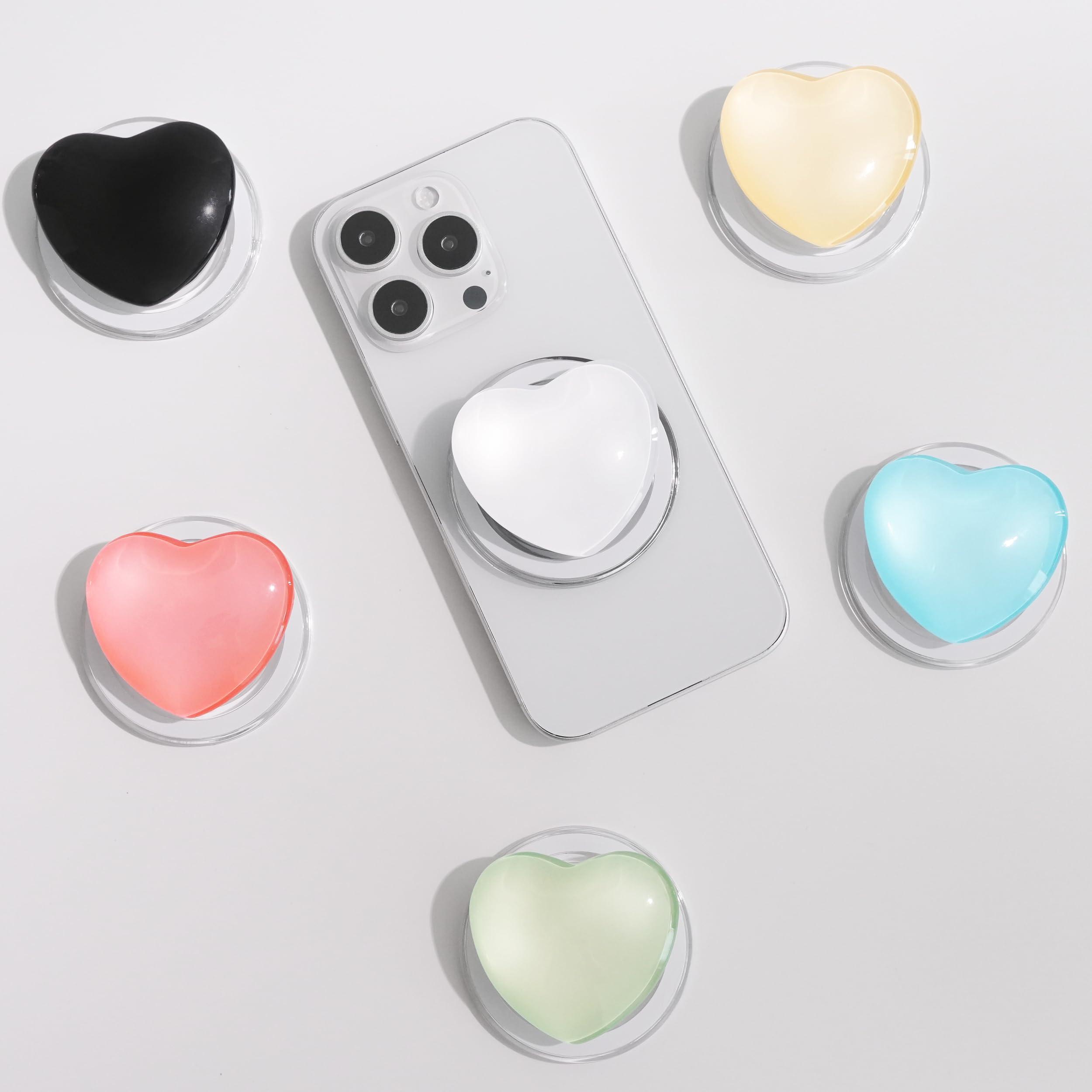 OnTheGrip Compatible with Magsafe Magnetic Cute Glass Heart Design Collapsible Mobile Phone Grip Stand Holder for Smartphone Tablet Cell Phone Accessory (Green) - Image 3
