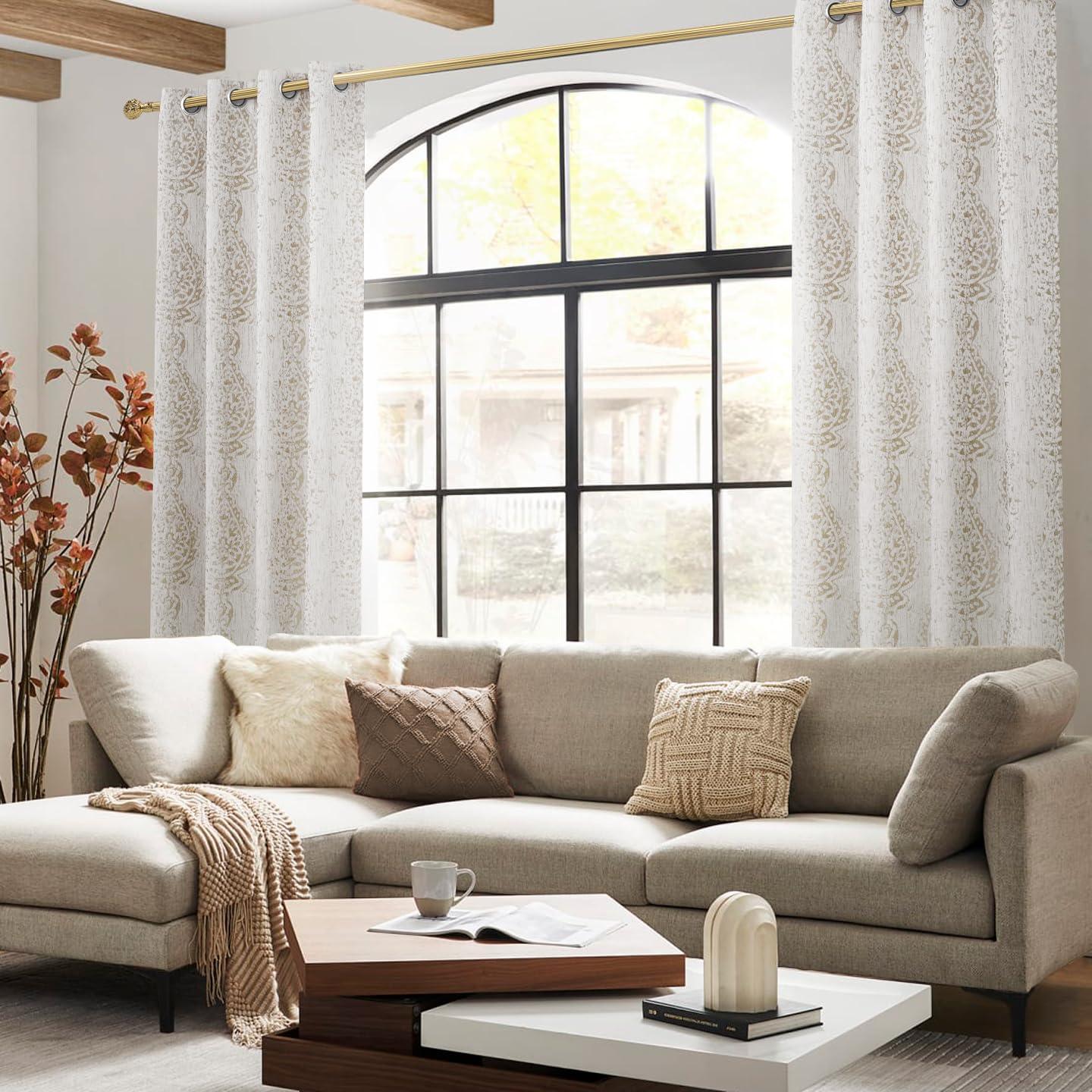Taupe Geometric Curtains 84 Inches Long for Living Room 2 Panels 50% Blackout Window Design Moroccan Damask Patterned Neutral Contemporary Curtains for Dining Room Bedroom,Grey Tan Beige/Light Brown - Image 6