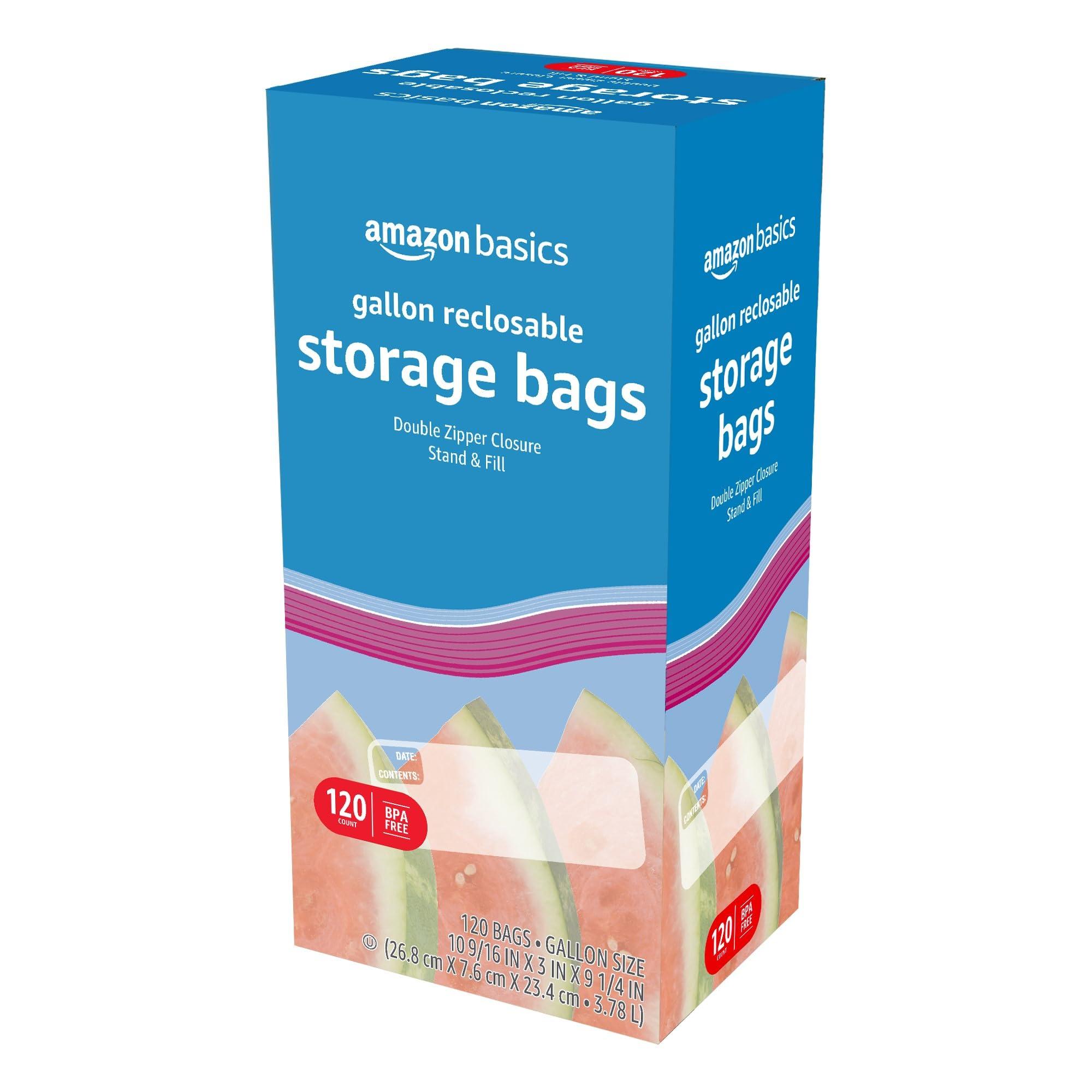 Amazon Basics Reclosable Gallon Food Storage Bags, BPA Free, 120 Count - Image 5