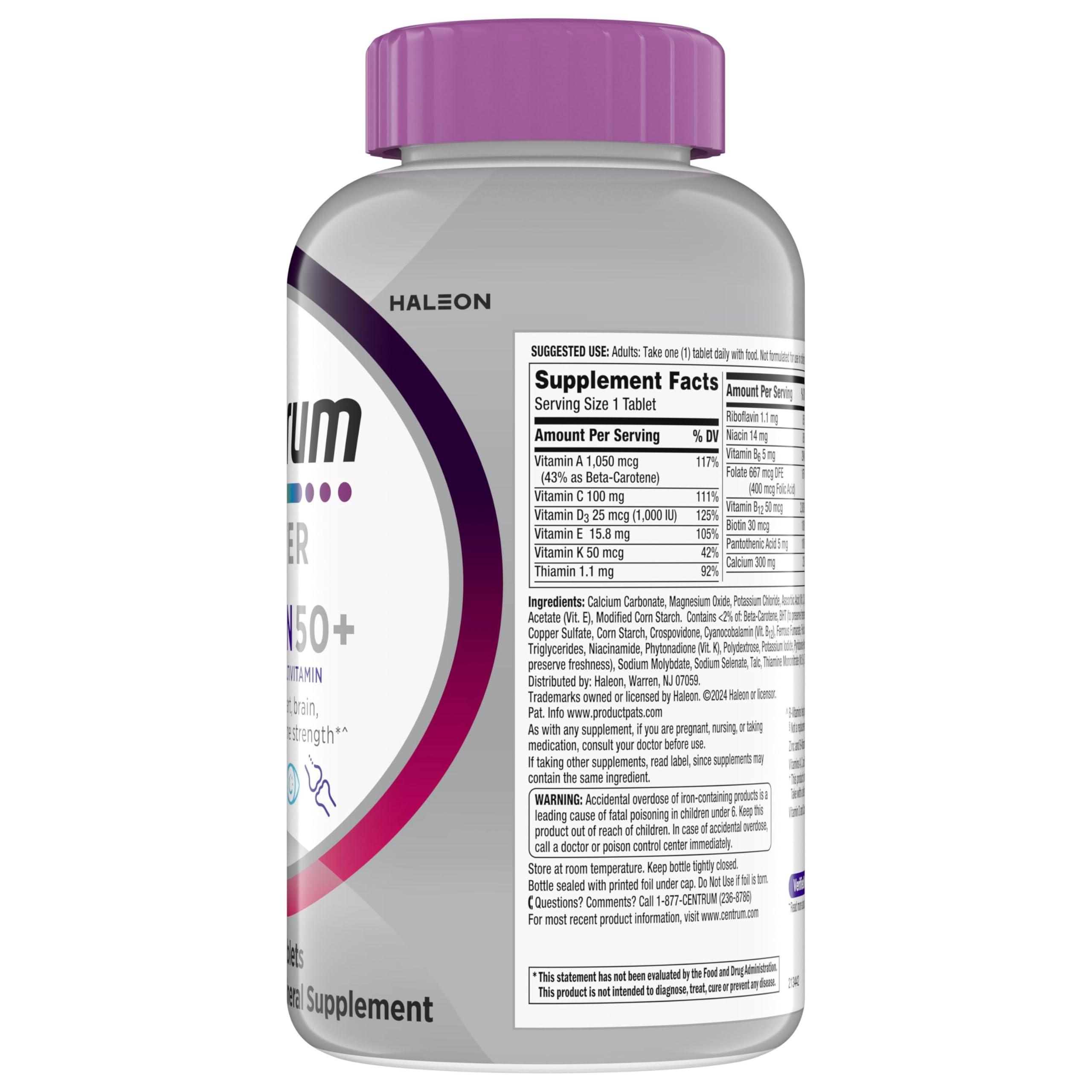 Centrum Silver Women's Multivitamin for Women 50 Plus, Multivitamin/Multimineral Supplement with Vitamin D3, B Vitamins, Non-GMO Ingredients, Supports Memory and Cognition in Older Adults - 200 Ct - Image 12