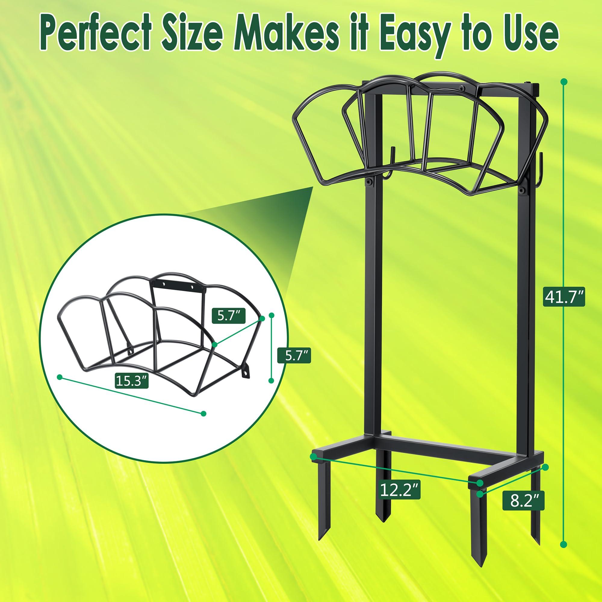 EONFAY Garden Hose Holder, Heavy Duty Water Hose Holders, Sturdy Metal Hose Stand, Hose Organizer, Water Hose Hanger Rack, Hose Reel Storage Stake hold 150Ft Water Hoses, for Patio, Lawn, Garden - Image 2