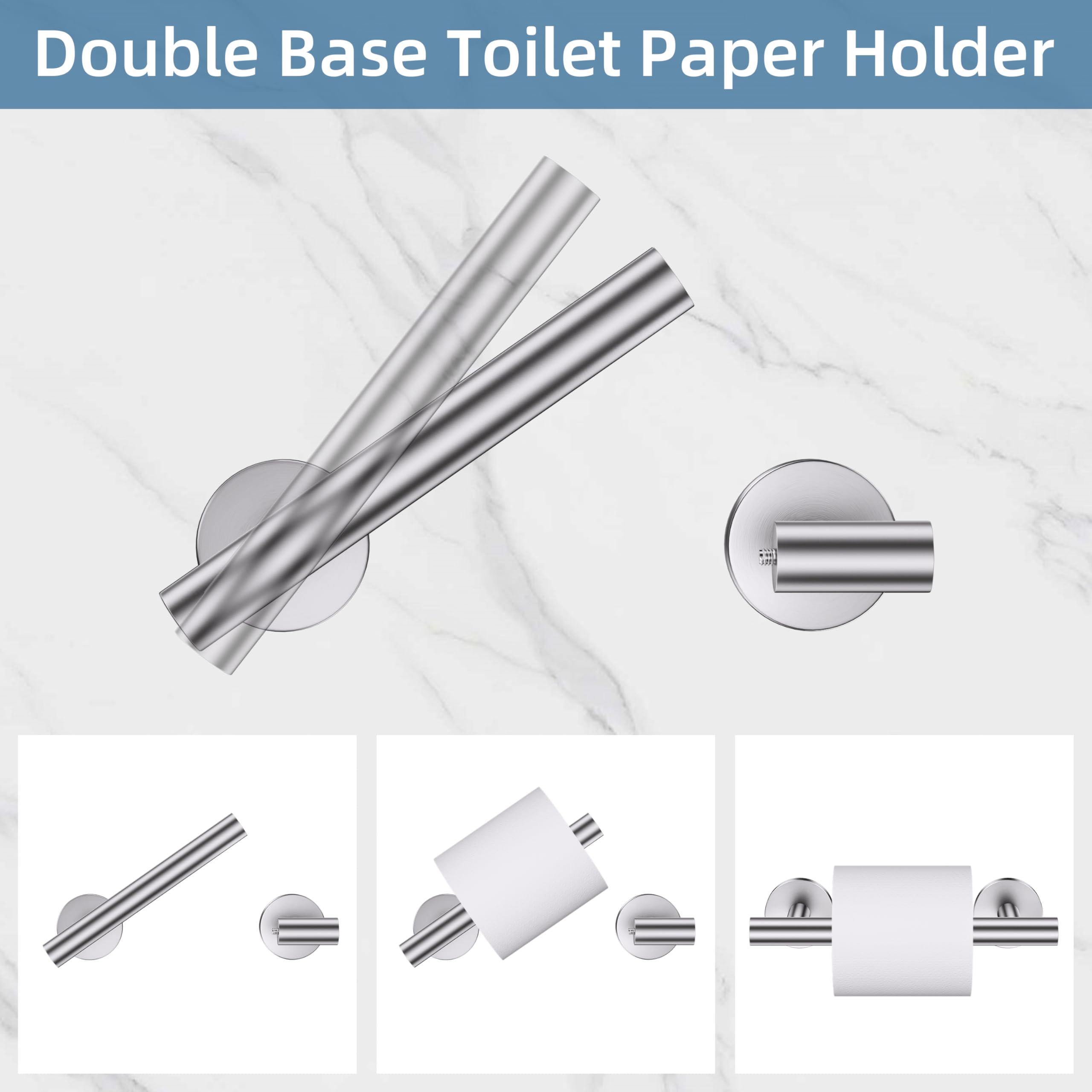5 Pieces Brushed Nickel Round Towel Bar Set Bathroom Hardware Accessories Set Upgraded Toilet Paper Holder Towel Rail Set for Bathroom Stainless Steel Wall Mounted Bathroom Set,23.6 in - Image 7
