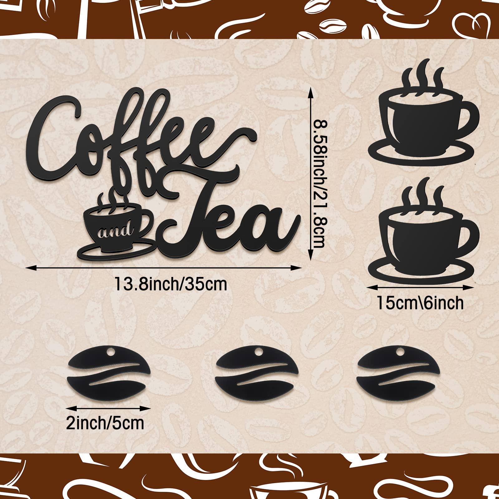 Ferraycle Coffee Bar Rustic Metal Sign Rustic Coffee Bar Signs Hanging Wall Decor for Metal Wall Art for Home Office Kitchen(Coffee and Tea) - Image 3