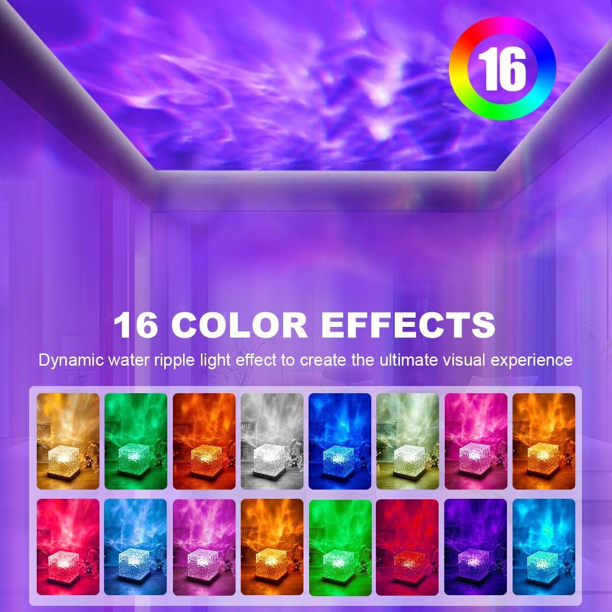 TGYWCHY Ocean Wave Projector Lamp,Northern Lights Aurora Projector Light,16 Colors Gradual Rotating Flame Water Lamp，Cube Night Light with Remote Control for Living Room Bedroom Decor Hotel, etc - Image 4