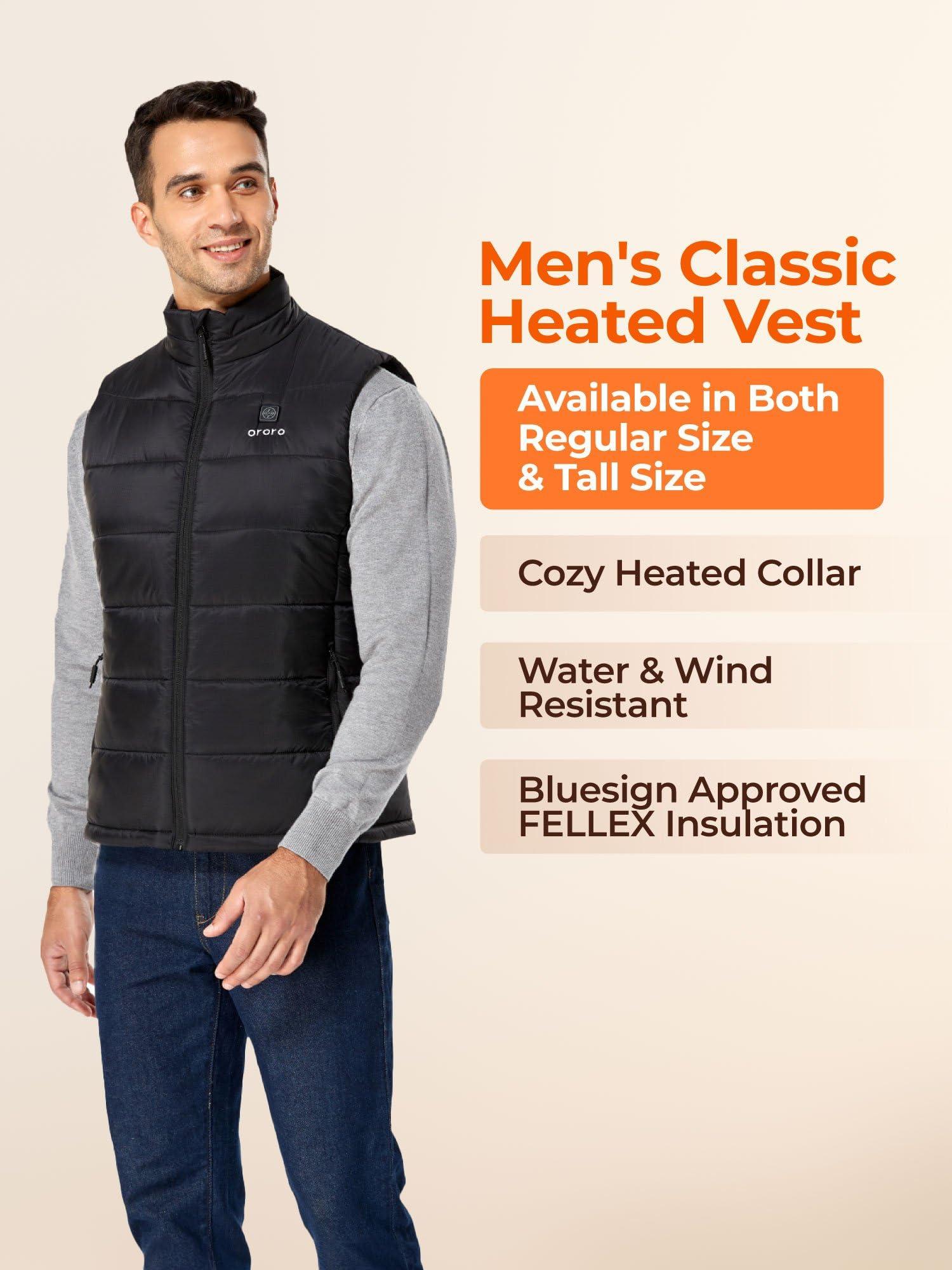 ORORO Men's Lightweight Heated Vest with Battery Pack (Charger Not Included) - Image 6