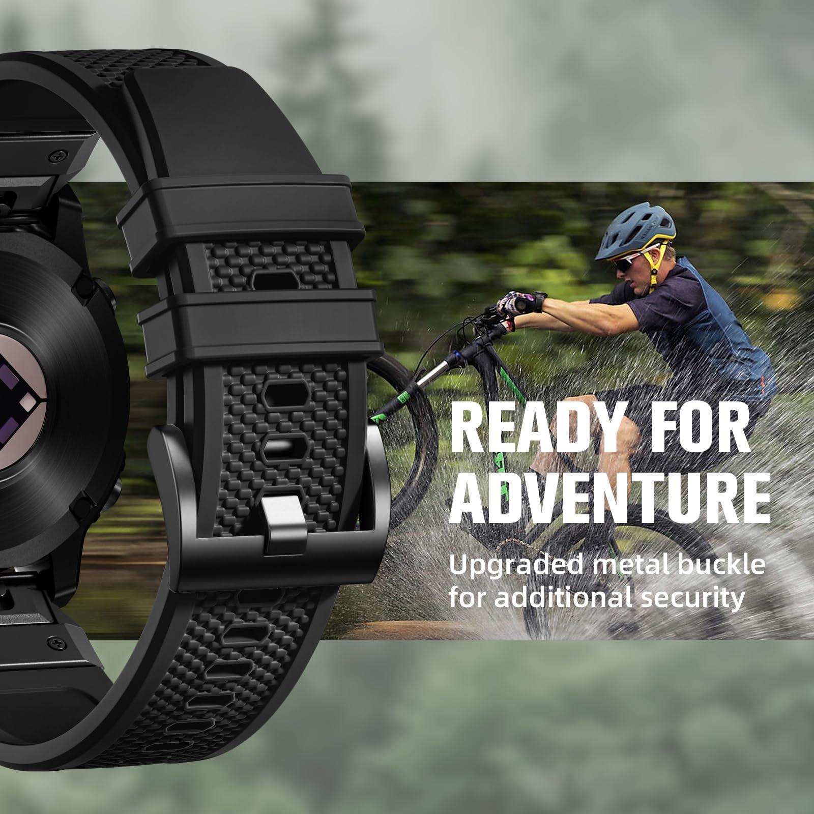 Bandletic Compatible with Garmin Fenix 7 Band - 22mm Silicone Quick Fit Watch Bands for Fenix 8 47mm/Fenix 5/Fenix 6/6 Pro/Fenix 7 Pro/Forerunner 965/945/Approach S62/S60/Epix 2 Pro 47mm/Quatix 7 - Image 5