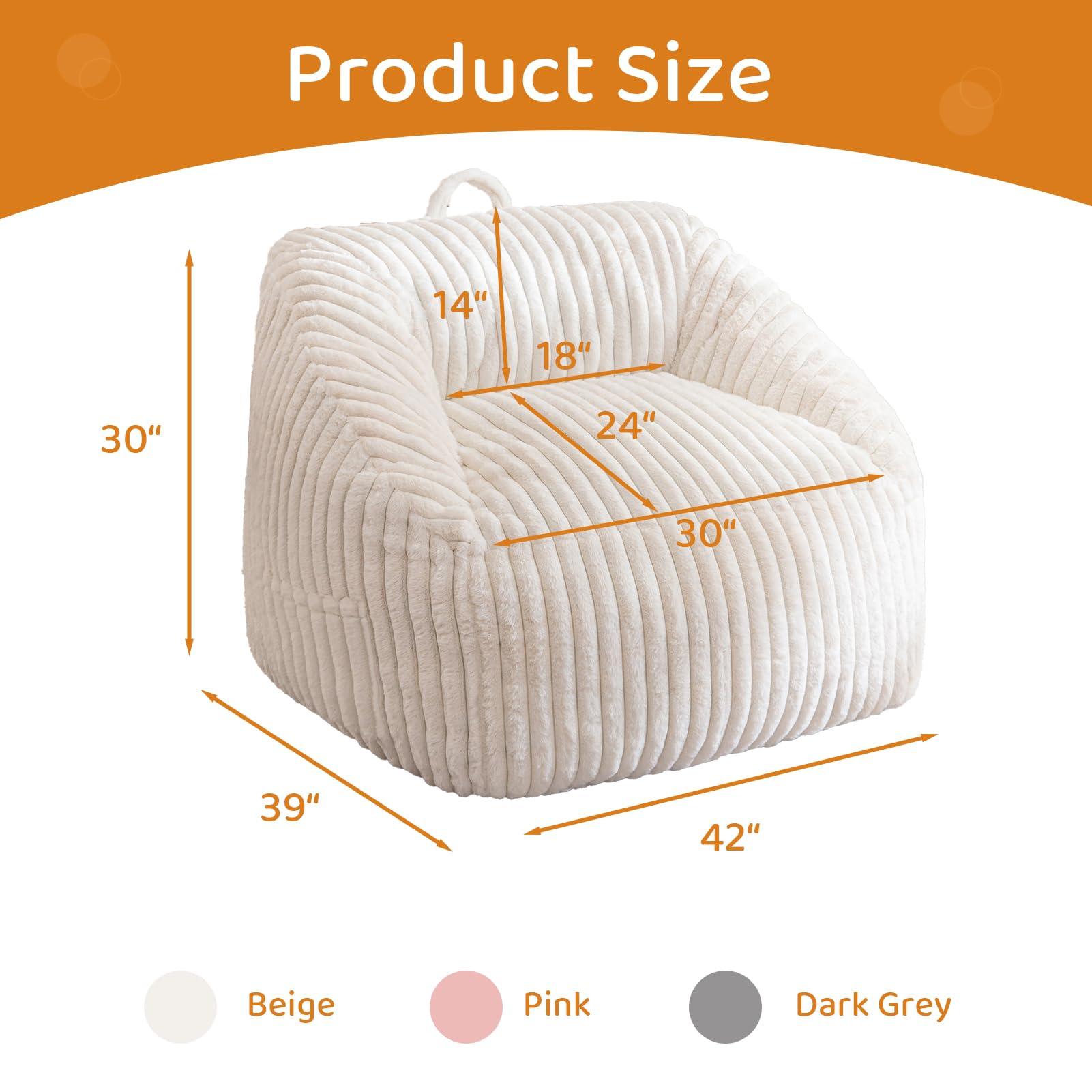 BYBYME Giant Bean Bag Chair for Adults and Kids, Large Comfy Cozy Beanbag, Floor Sofa for Teens, Living Room, Gaming, Reading, Beige - Image 2