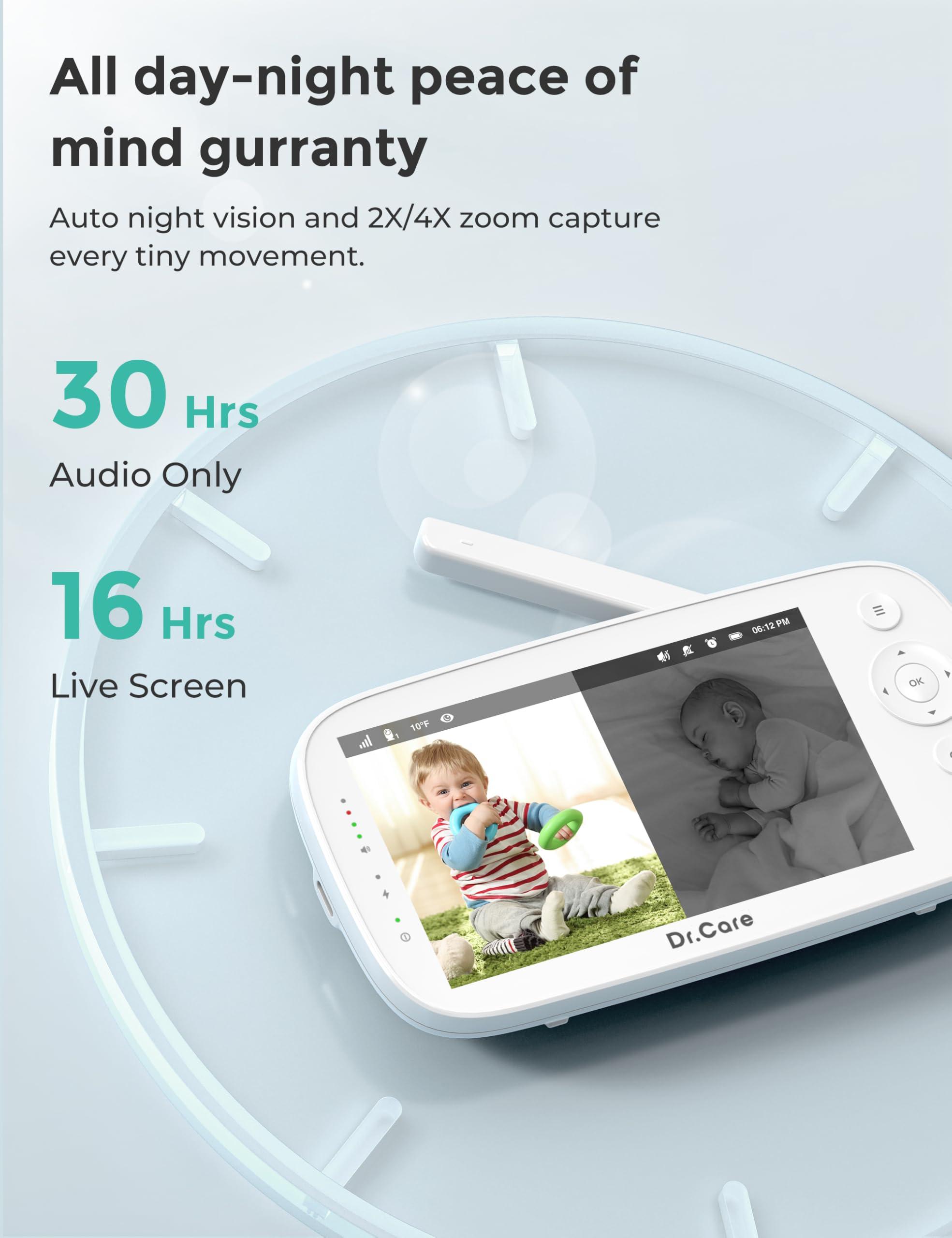 Dr.Care Add-on Baby Camera NovaView/VAVA Baby Monitor, Night Vision, Real-Time/VOX, 2X/4X Zoom, Pan & Tilt, 1000ft - Image 2