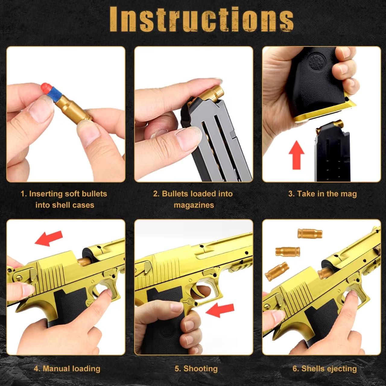 Nogevo Soft Bullet Toy Gun with Empty Shell Ejecting with Foam Bullets - Shooting Educational Gun Toys Model - Christmas, Birthday Gifts for Boys Kids Girls Adults Age 8+ - Image 5