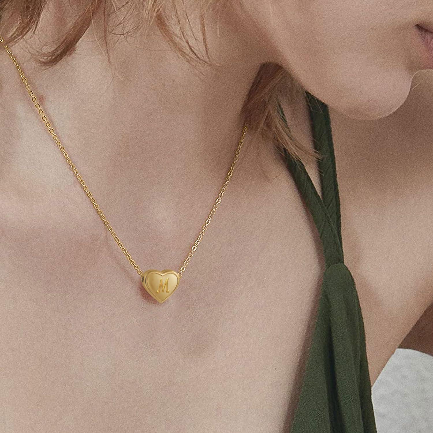 PORPI-JOJO Initial Necklace for Women Letter Necklaces for Girls Dainty Gold Heart Pendant for Little Girls Birthday Gifts for Teens - Image 3