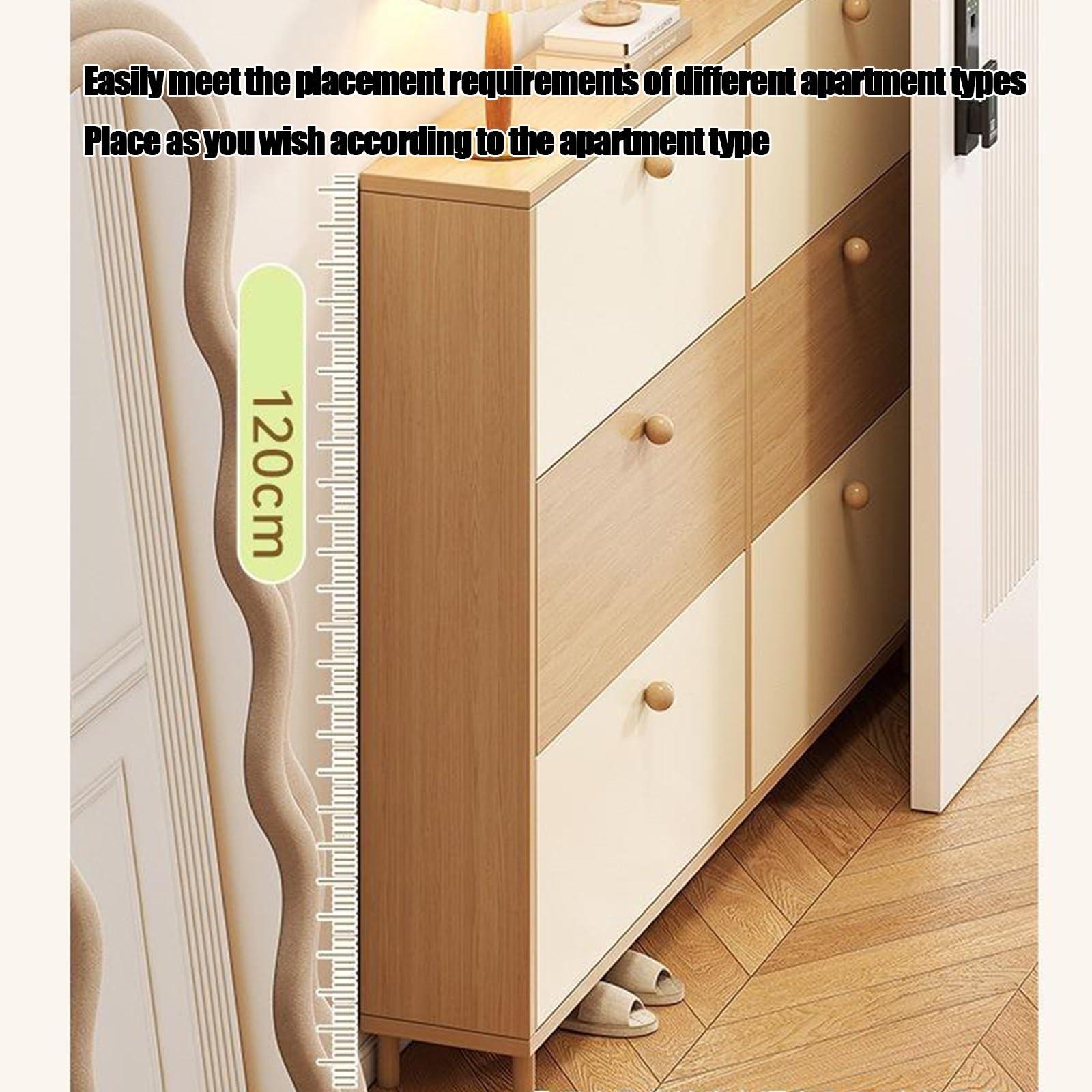XCHEN Small Kitchen Cabinet，Kitchen Appliance Storage,Ultra-Thin flip-top Shoe Cabinet, Porch Cabinet, Simple Shoe Rack(80 * 17 * 118.5cm/31.5 * 6.69 * 46.65in) - Image 3