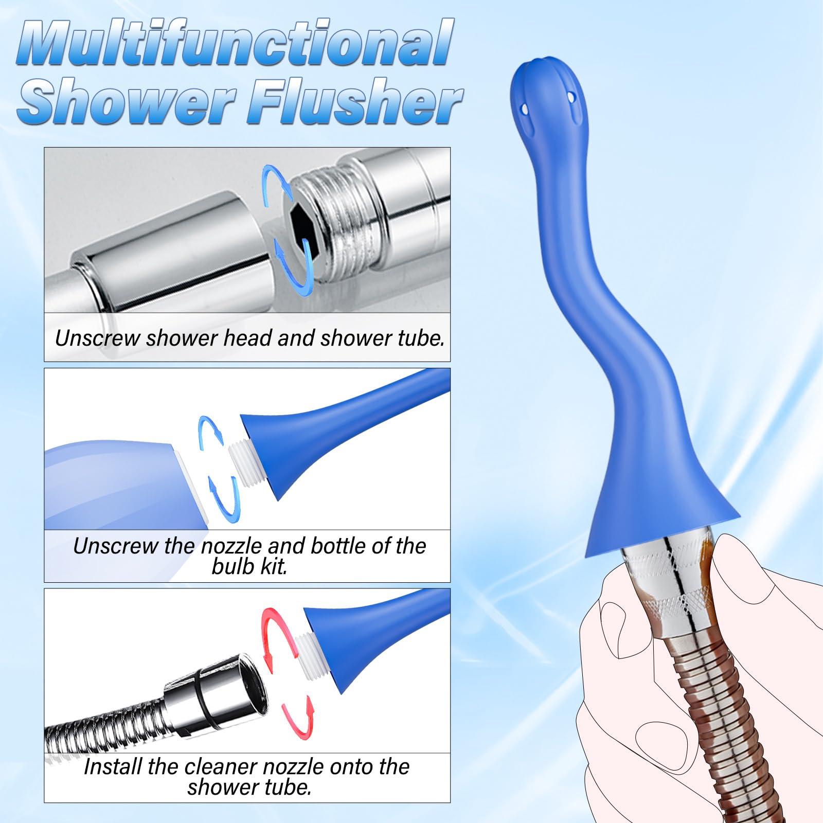 Enema Anal Douches for Men Women - Enema Bulb with Bendable Silicone Nozzles for Men Women Colon Cleanse, Anti Backflow Shower Douche Enema Kit with Lube, Anal Cleansing Feminine Care Douche Bottles - Image 4
