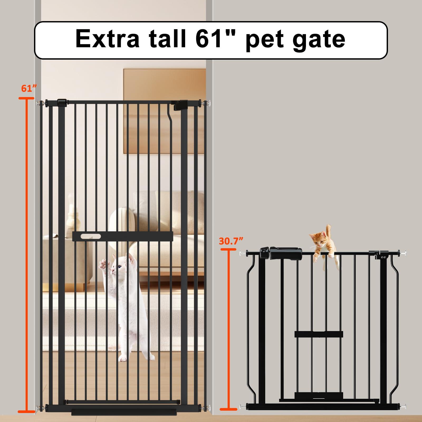 Foreng 61.02" Extra Tall Gate Wide Pressure Mounted Metal Cat Gates for Doorways - Image 2