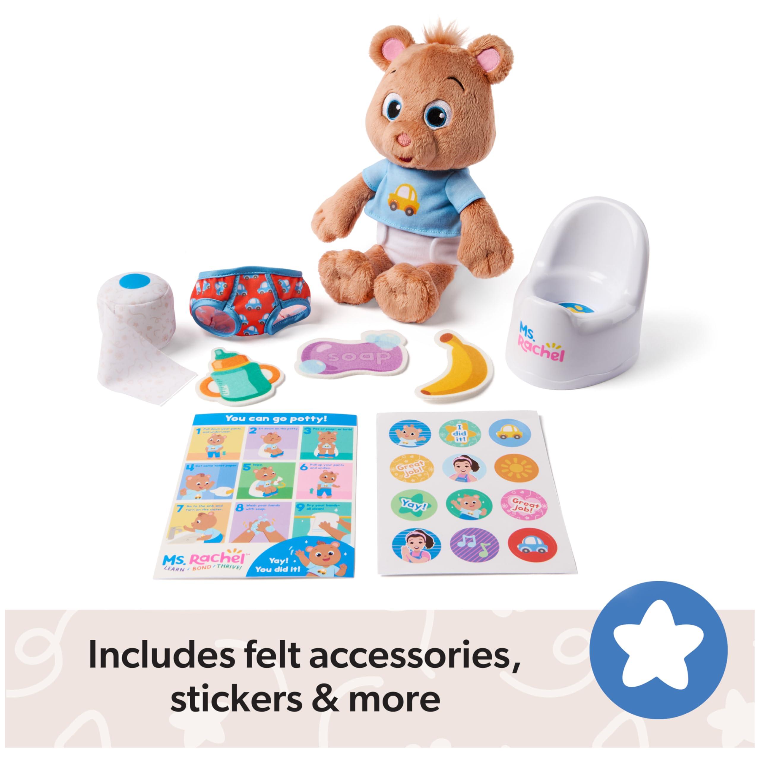 Ms. Rachel Potty Time with Bean, 11” Plush Teddy Bear with Play Toilet & Accessories, Toddler Toys for Girls & Boys for Ages 18 Months to 3+ - Image 7