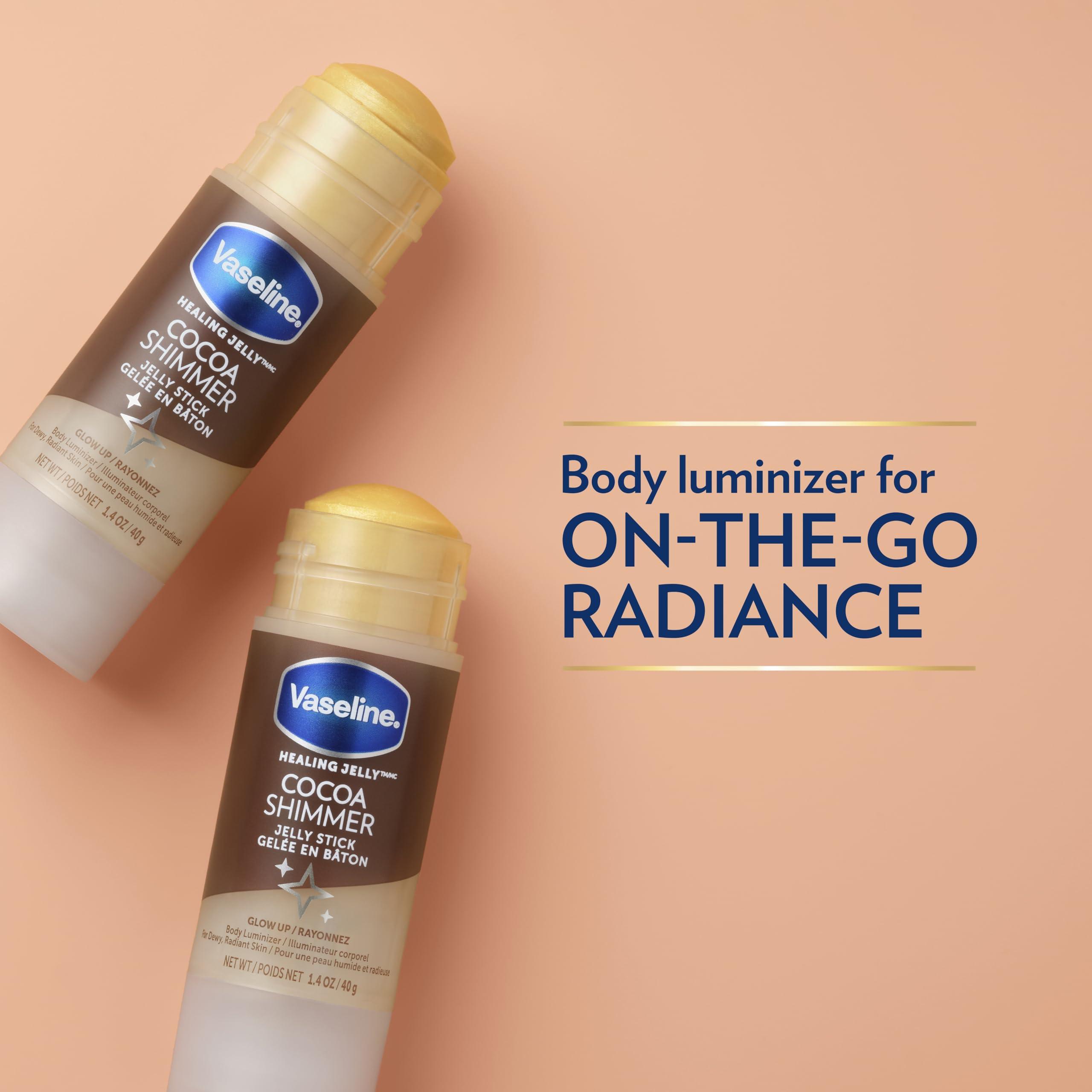 Vaseline Cocoa Shimmer Jelly Stick – Non-Greasy Moisturizer for Glowing Skin, Face & Body Lotion, Travel-Size, 1.4 Oz Ea, Pack of 3. - Image 3