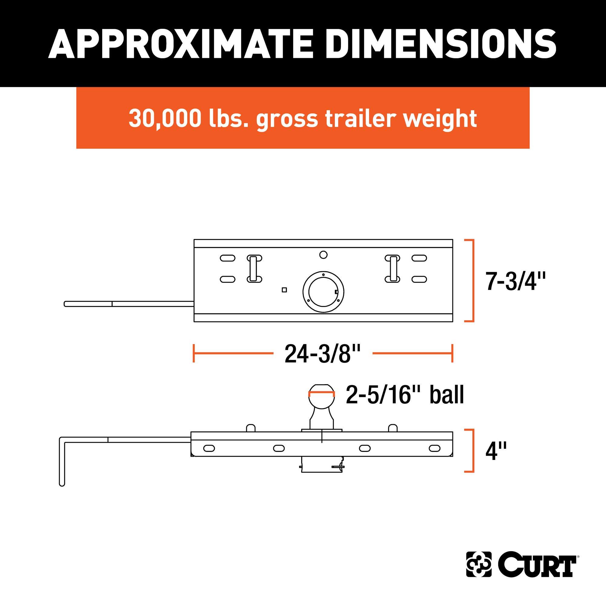 CURT 60607 Double Lock Gooseneck Hitch with 2-5/16-Inch Flip-and-Store Ball, 30,000 lbs - Image 2