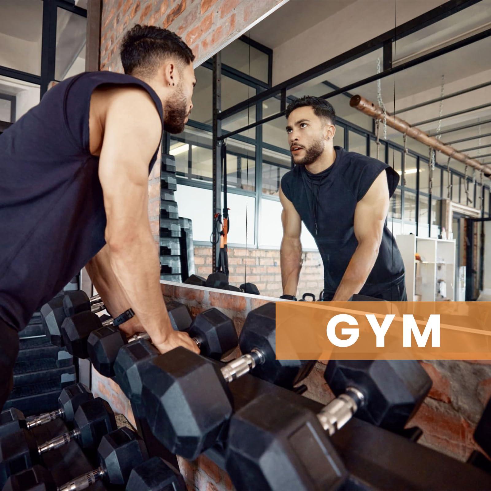 pertetey Home Gym Mirror, 48X24 Inch(2Pack) Wall Mounted Large Frameless Tempered Glass Mirror, Idea for Gym, Yoga, Bedroom, Dance Studio, Living Room - Image 4