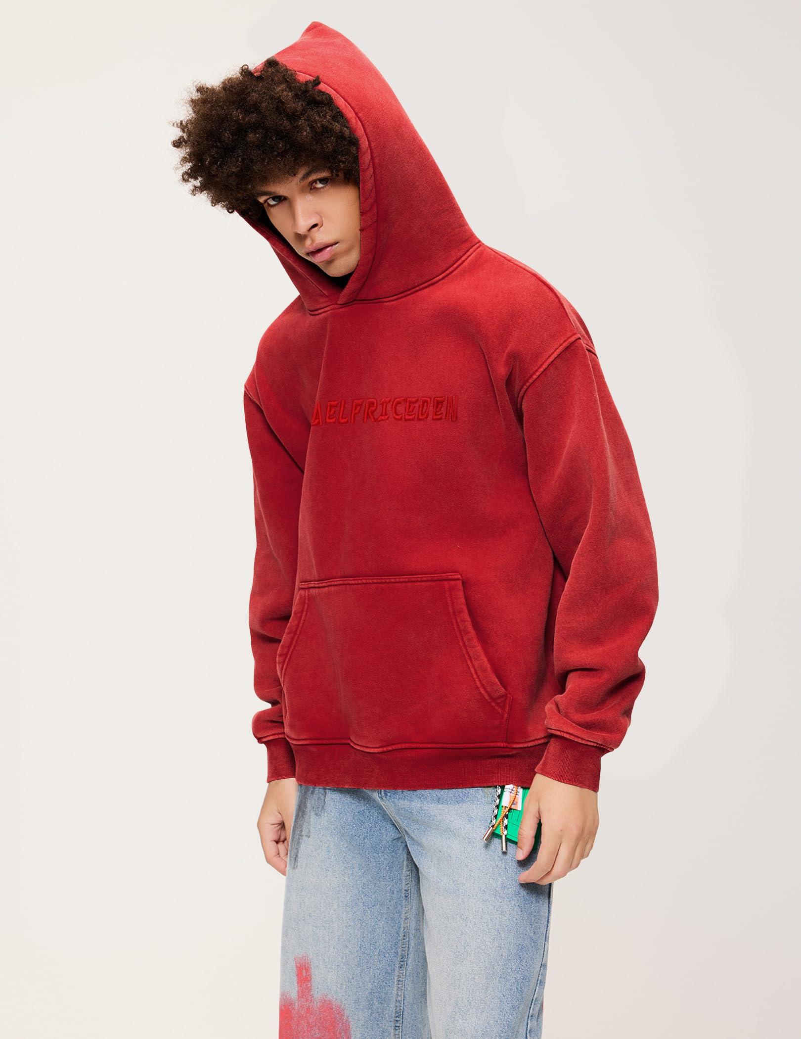 Aelfric Eden Hoodies Mens Acid Wash Hoodie Oversized Vintage Heavyweight Cotton Fleece Hooded Pullover Sweatshirt - Image 8
