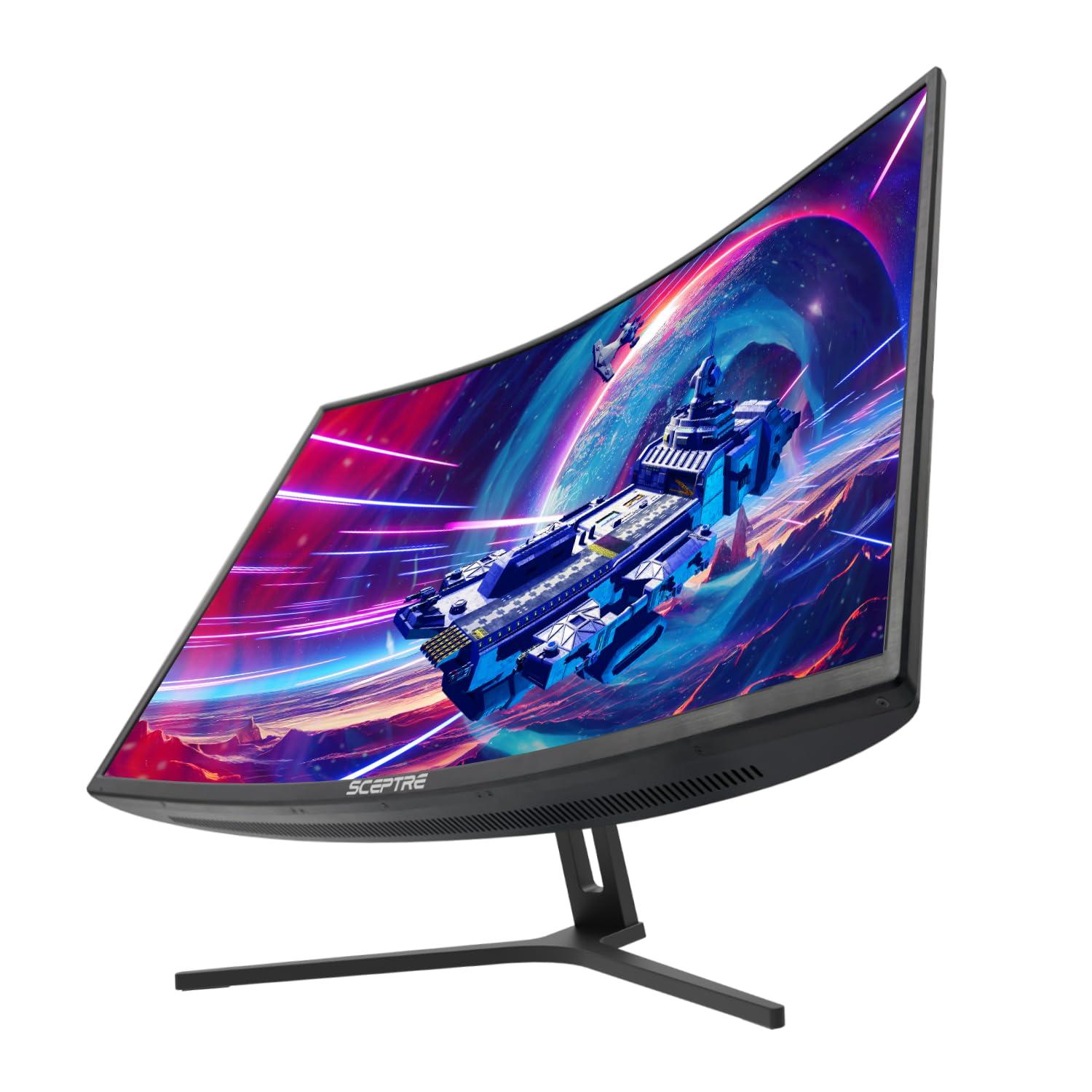 Sceptre C325B-185RD 32-inch Curved Gaming Monitor, Overdrive up to 240Hz, DisplayPort 165Hz, 144Hz HDMI, AMD FreeSync, Build-in Speakers, Machine Black