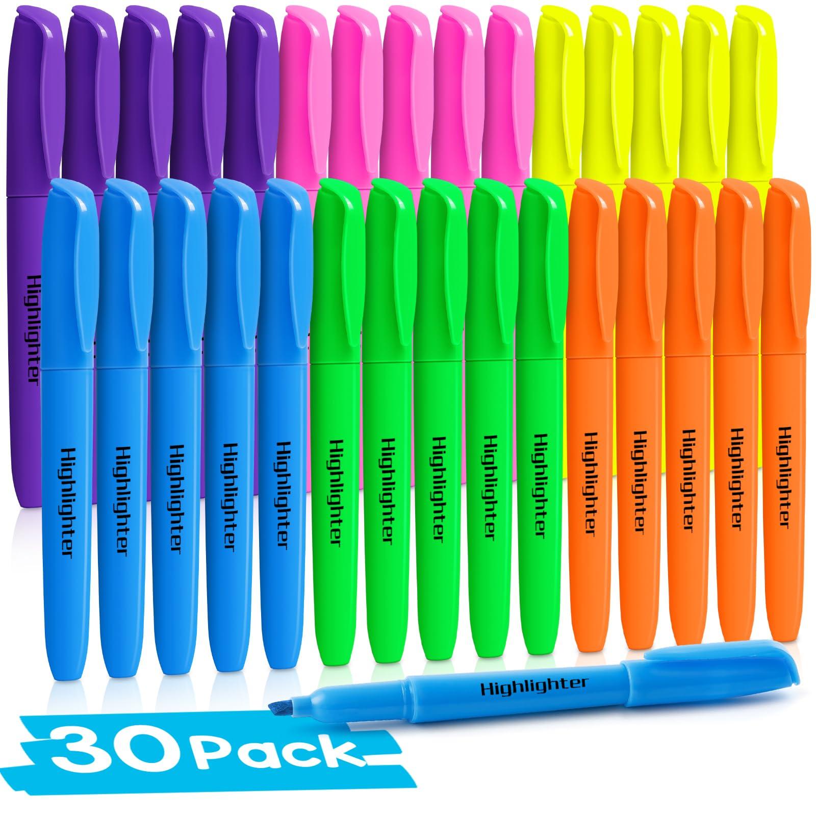 Duchong 30 Count Highlighters Assorted Colors, No Bleed Highlighter Markers for Teacher Students, Classroom Must Have, School Supplies for Adult Kids